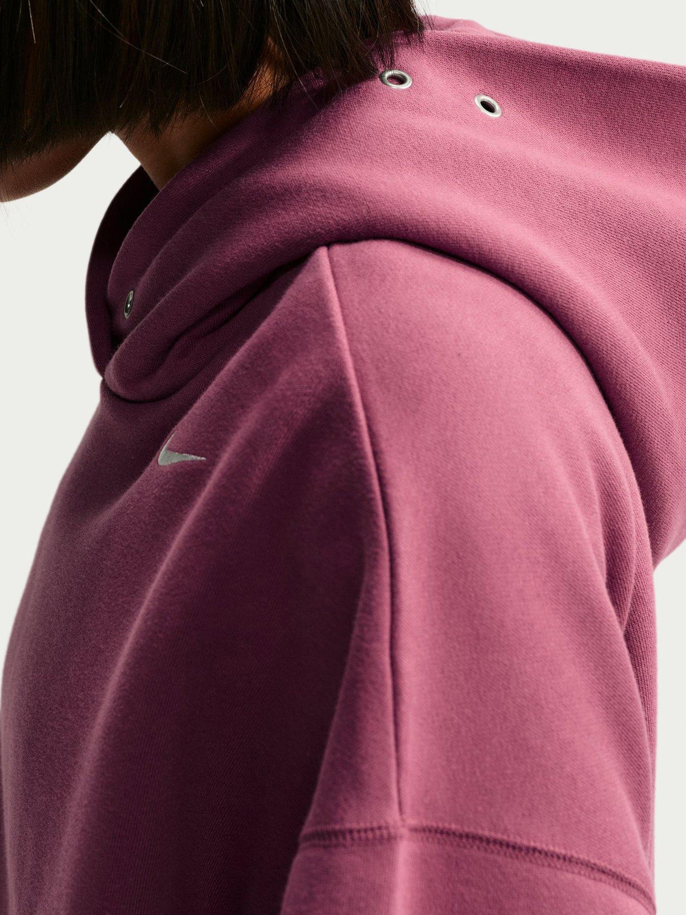 Image 4 of 6 of Nike Womens Studio Fleece Oversized Overhead Hoodie - Pink