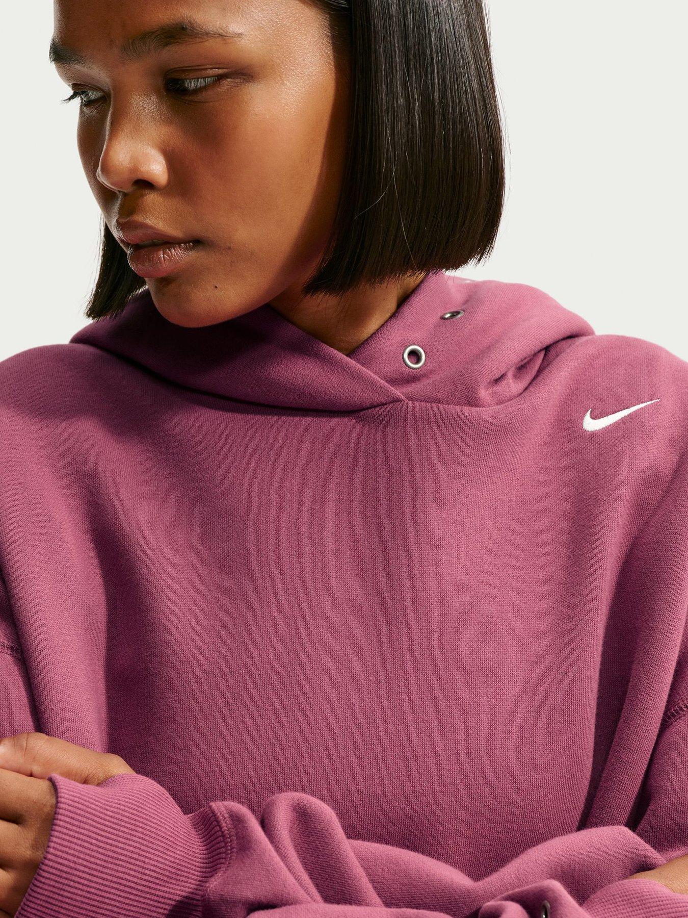 Image 5 of 6 of Nike Womens Studio Fleece Oversized Overhead Hoodie - Pink