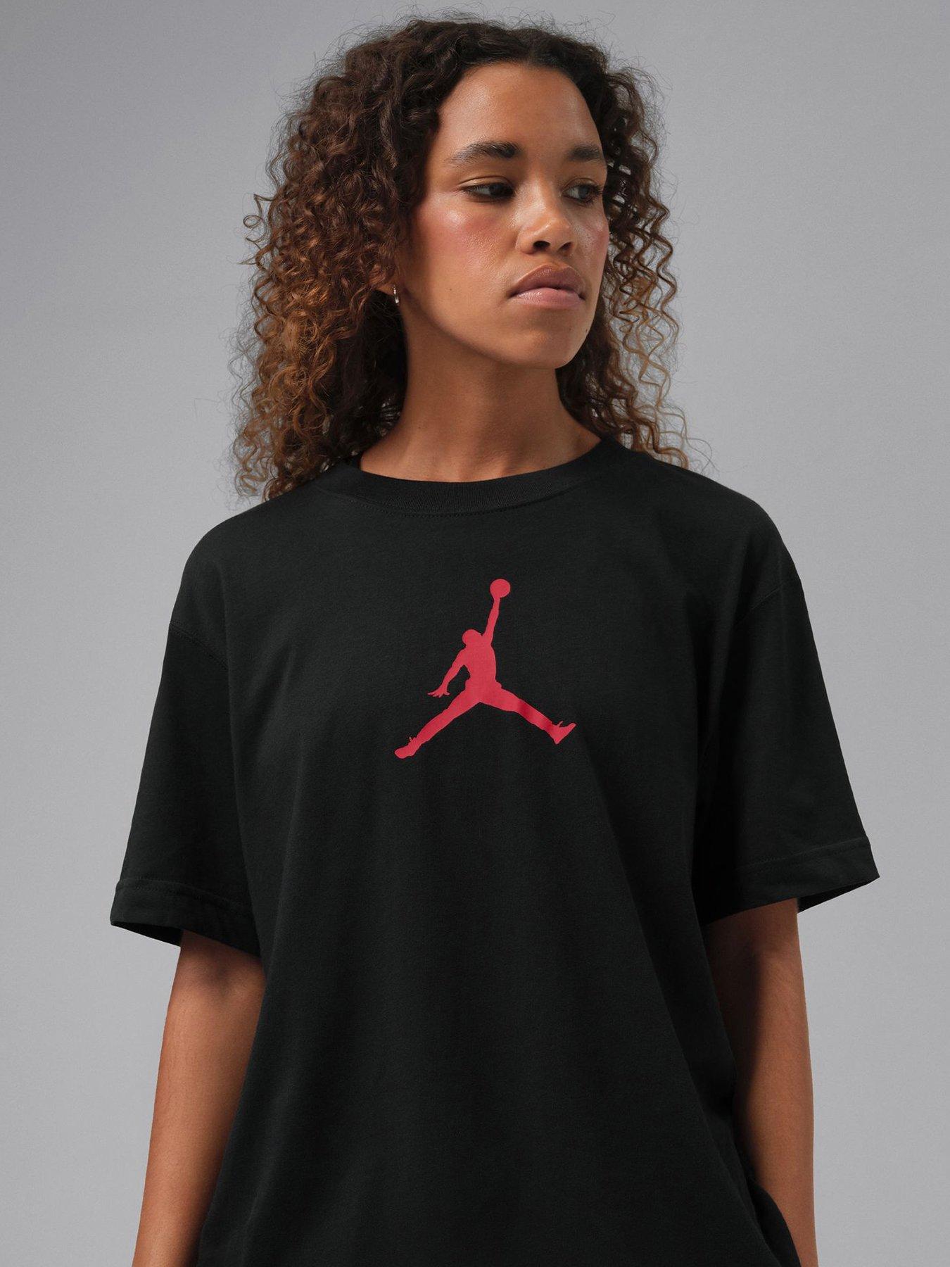 Image 1 of 4 of Jordan Nike Womens Jordan Central Jumpman Logo T-Shirt - Black
