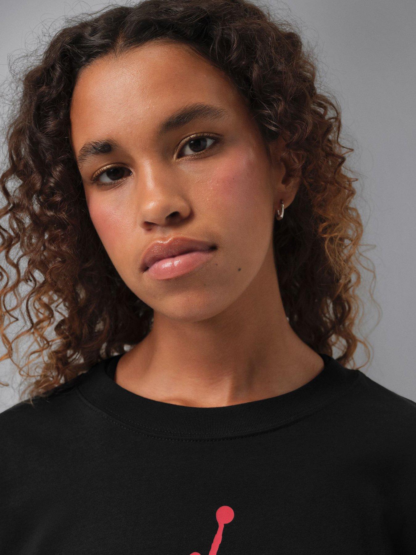 Image 4 of 4 of Jordan Nike Womens Jordan Central Jumpman Logo T-Shirt - Black
