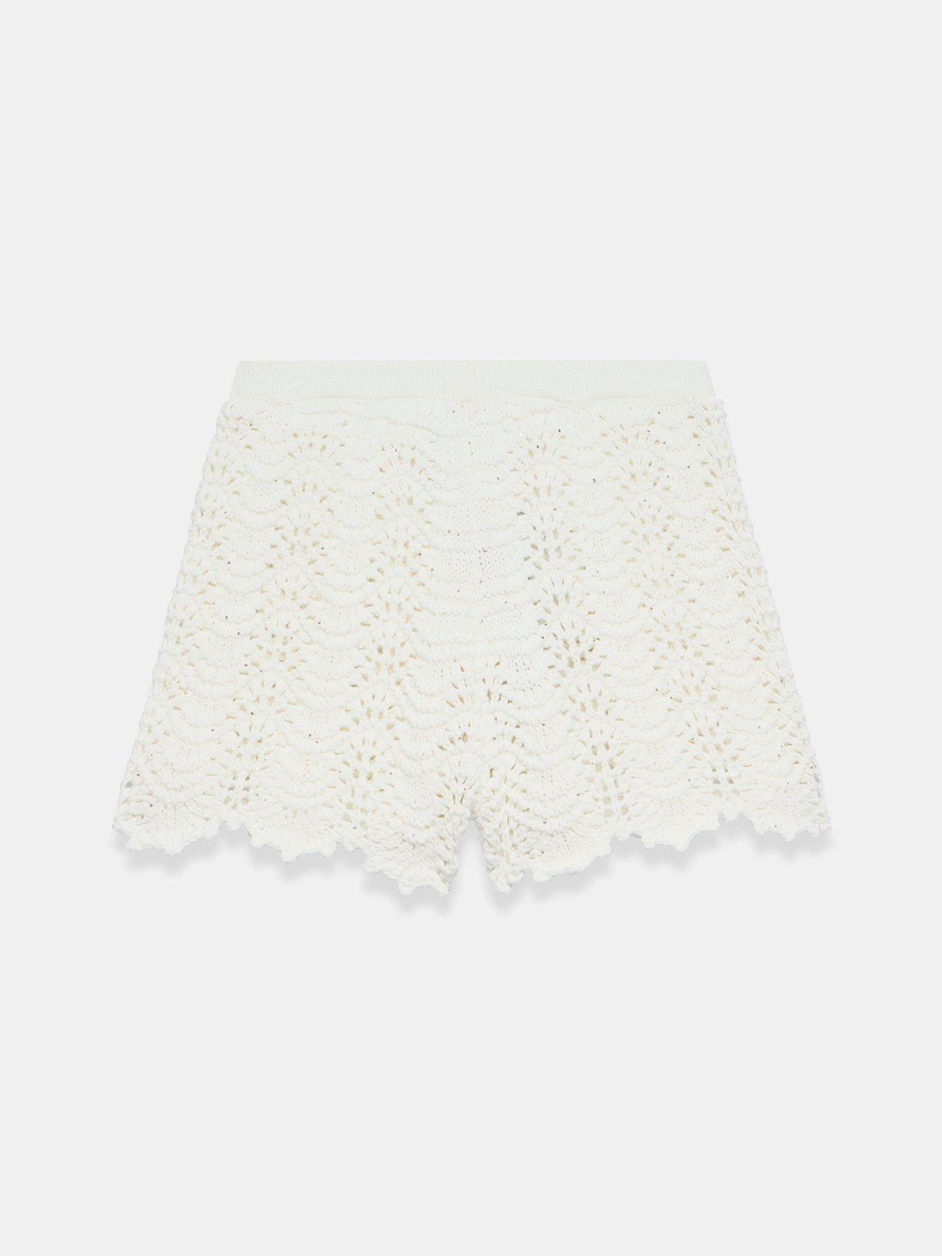  image of mint-velvet-ivory-sparkle-crochet-short