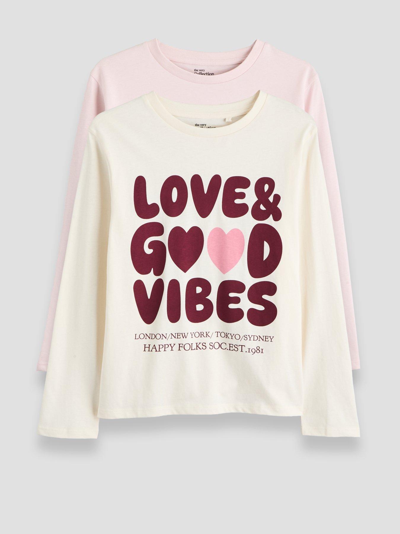 The Very Collection Girls 2 Pack Love Long Sleeve Tshirts - Multi