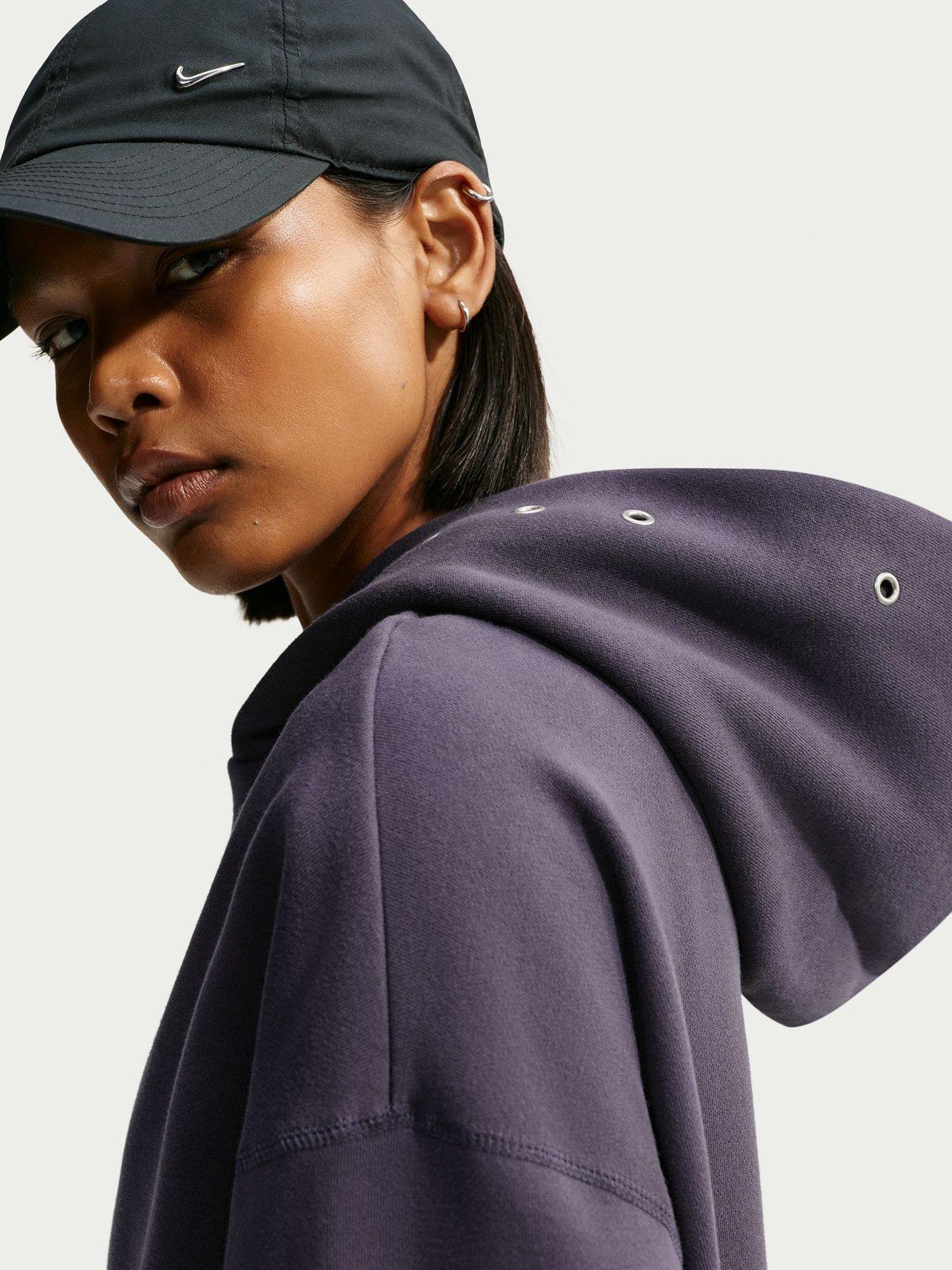 Image 5 of 6 of Nike Womens Studio Fleece Oversized Overhead Hoodie - Grey
