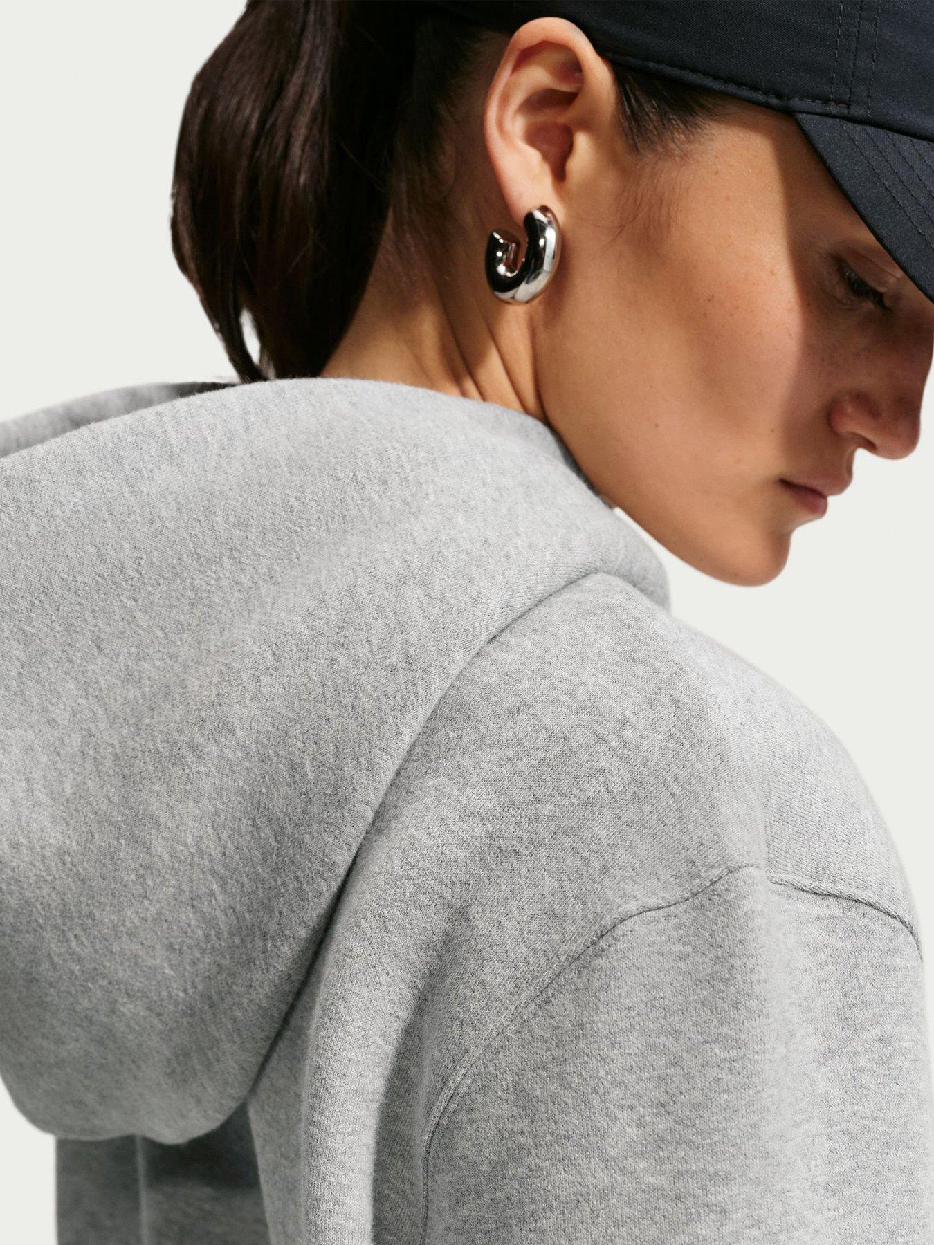 Image 4 of 5 of Nike Womens Overhead Fleece Kangaroo Pocket Hoodie - &nbsp;Grey