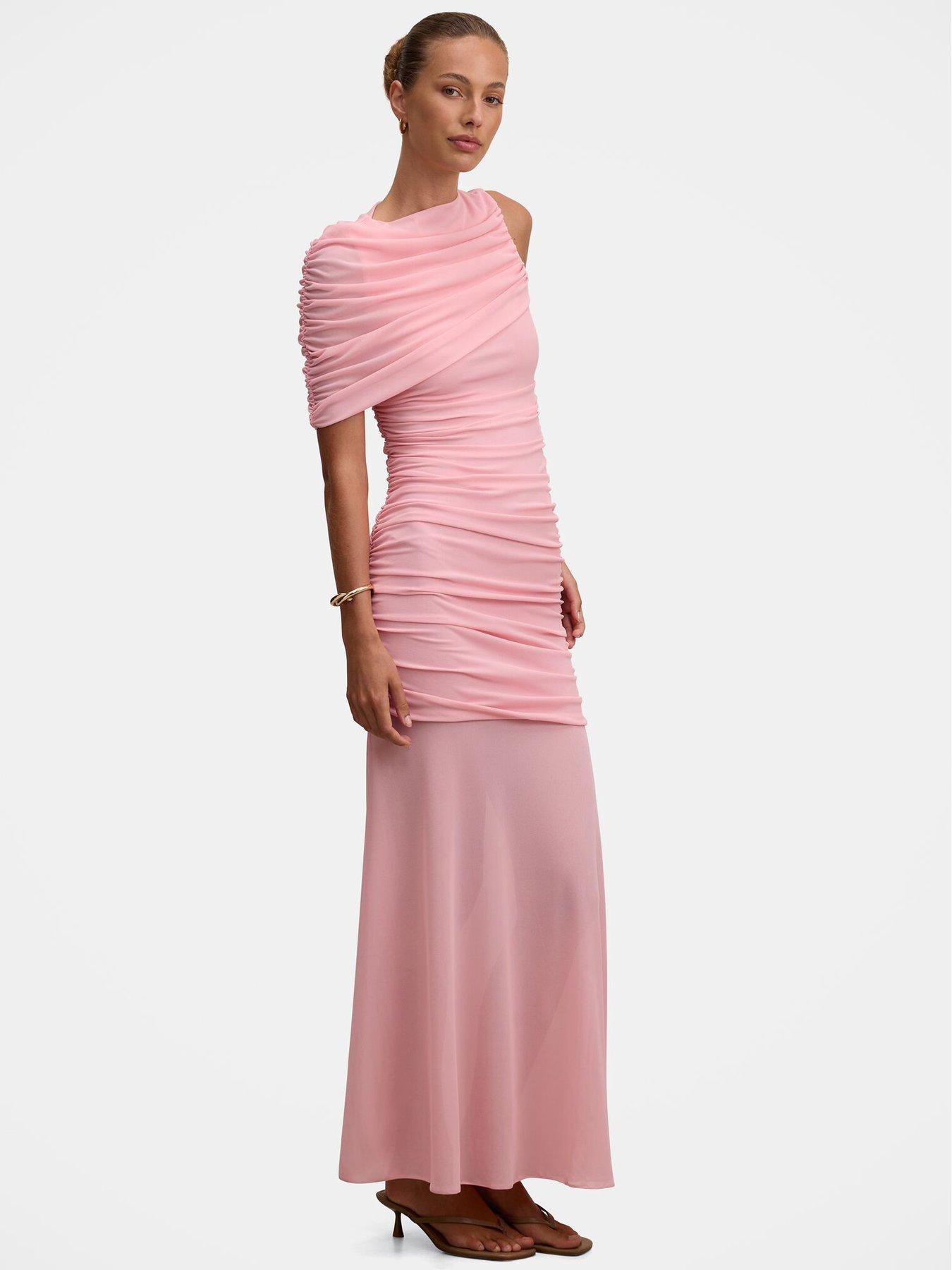 Image 3 of 4 of Forever New Elouise Asym Cape Mesh Maxi - Pink
