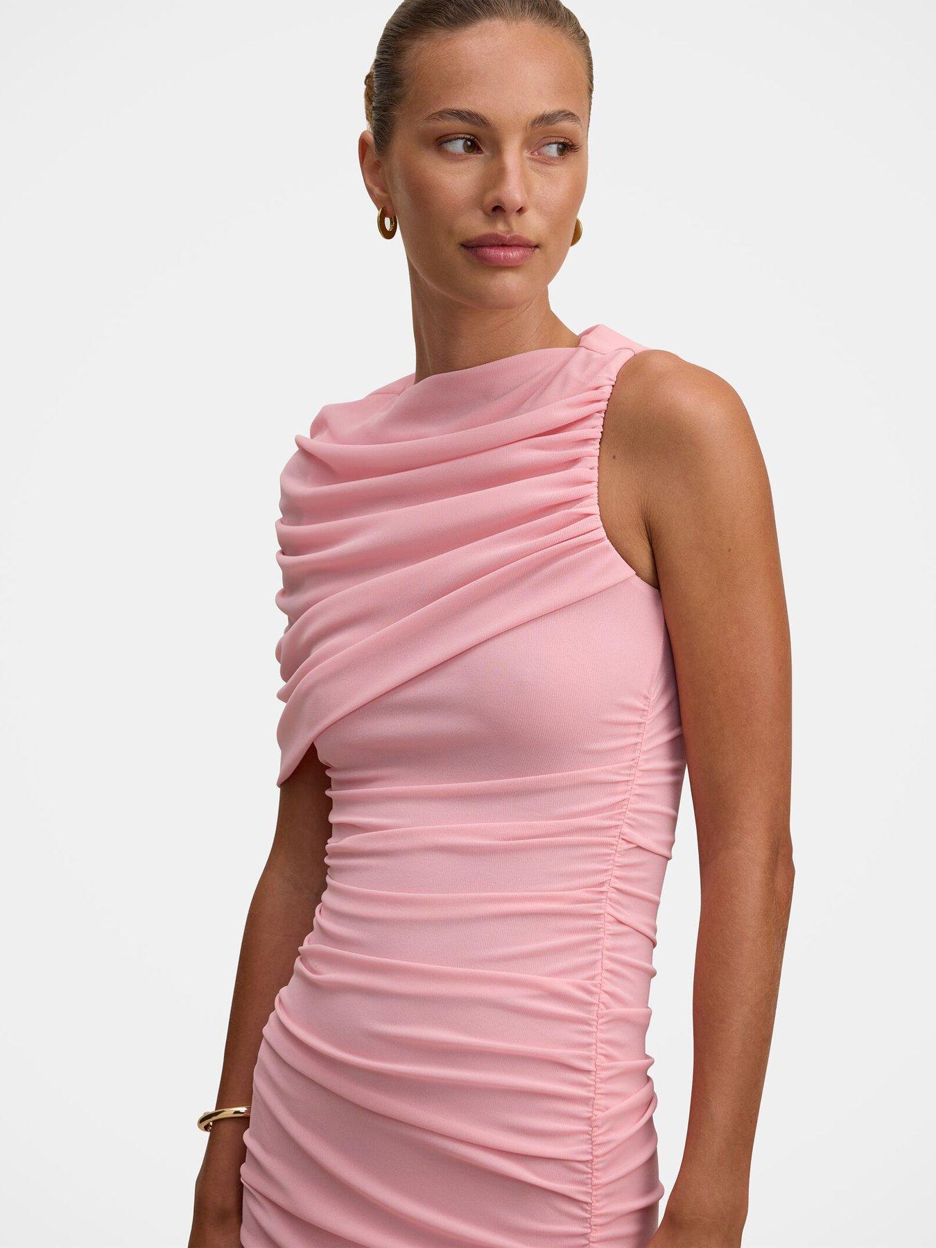 Image 4 of 4 of Forever New Elouise Asym Cape Mesh Maxi - Pink
