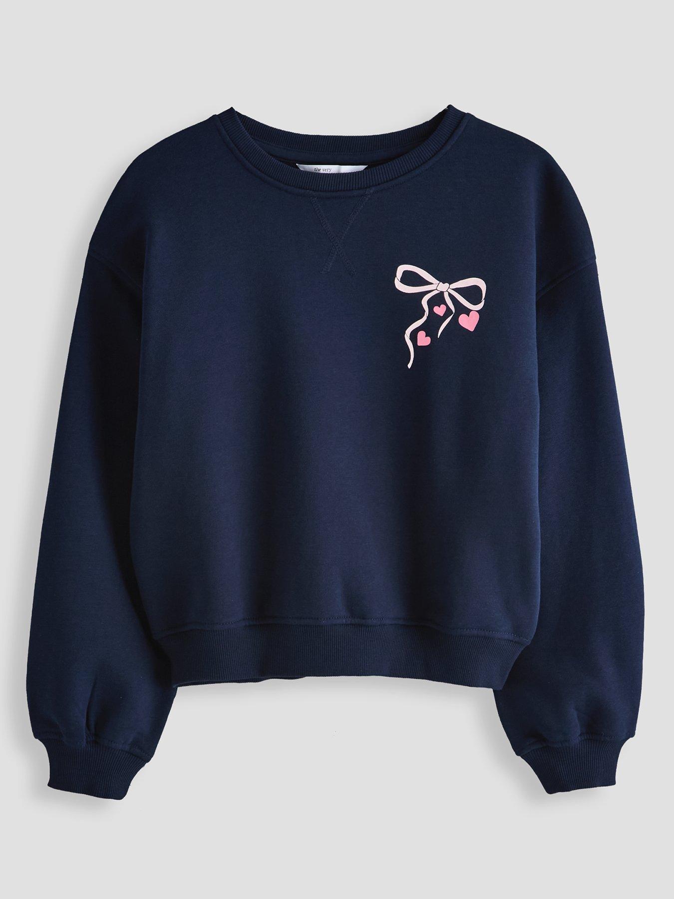 The Very Collection Girls Back Print Slogan Sweat - Blue