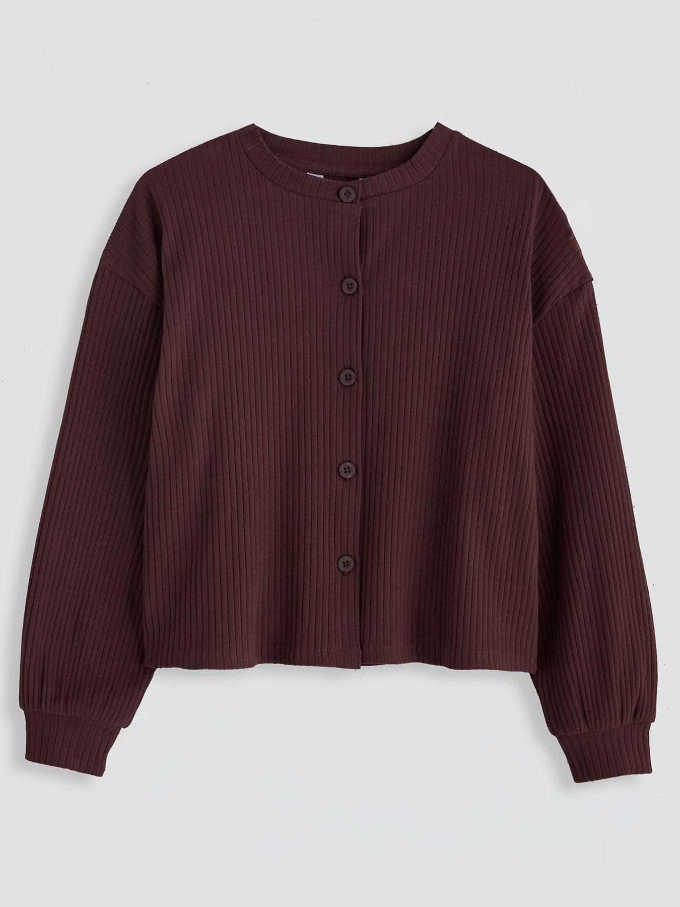 The Very Collection Girls Wide Rib Button Up Oversized Top With Wide Leg Trouser Basic