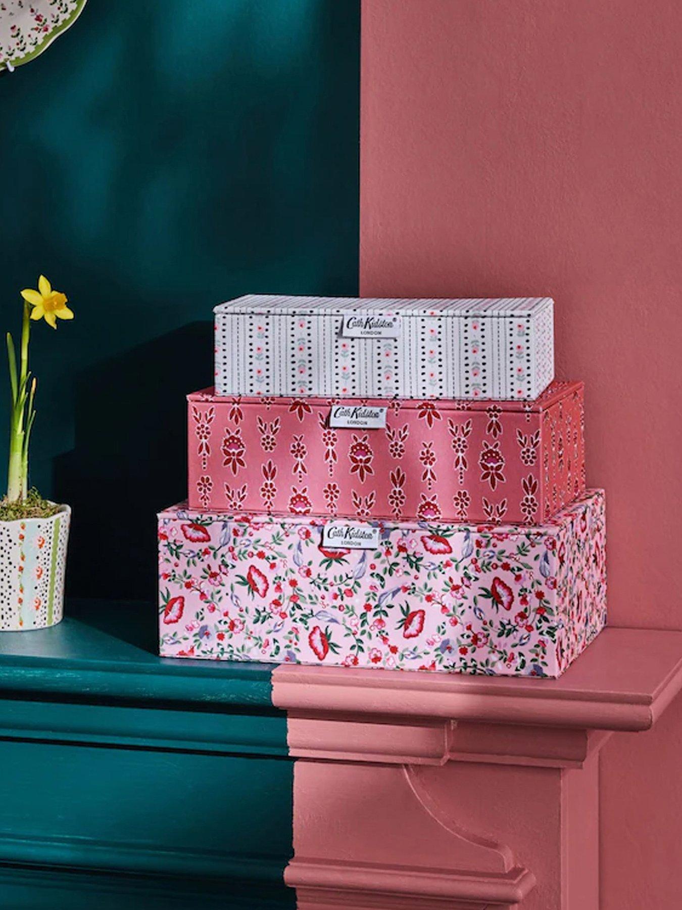 Cath Kidston Set Of 3 Pink Floral Storage Boxes