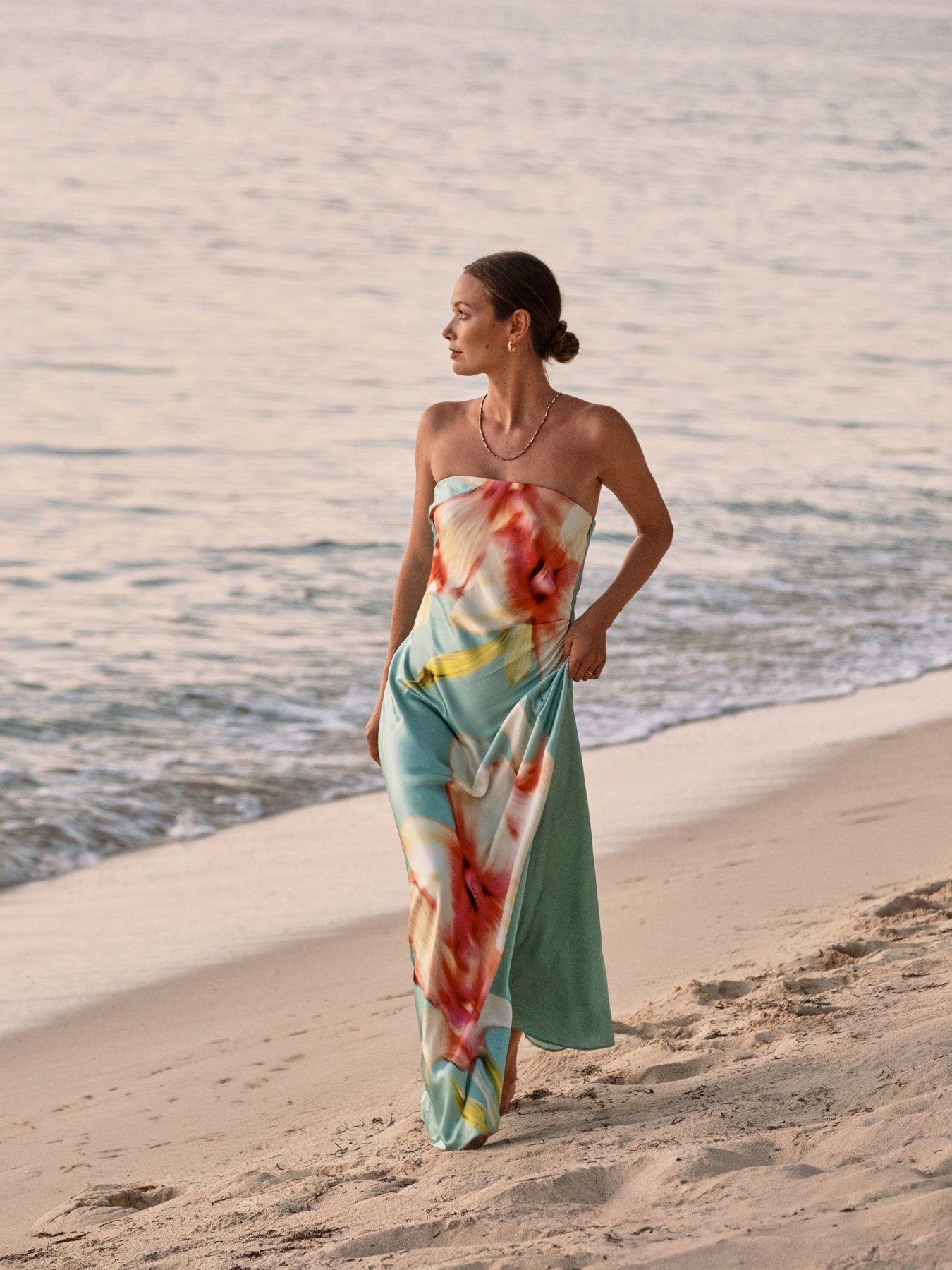 Image 3 of 7 of Forever New Estelle Satin Strapless Maxi - Multi