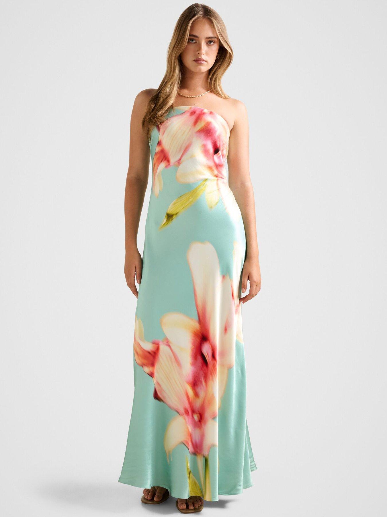 Image 6 of 7 of Forever New Estelle Satin Strapless Maxi - Multi