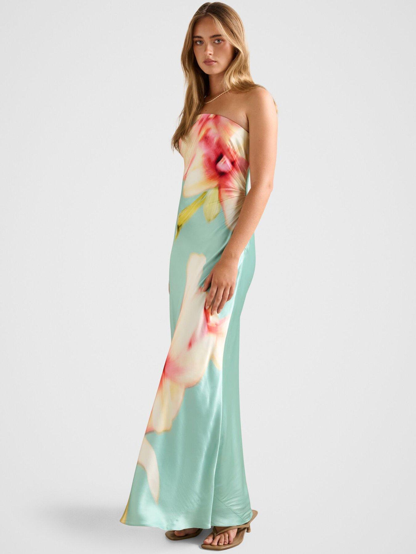 Image 7 of 7 of Forever New Estelle Satin Strapless Maxi - Multi