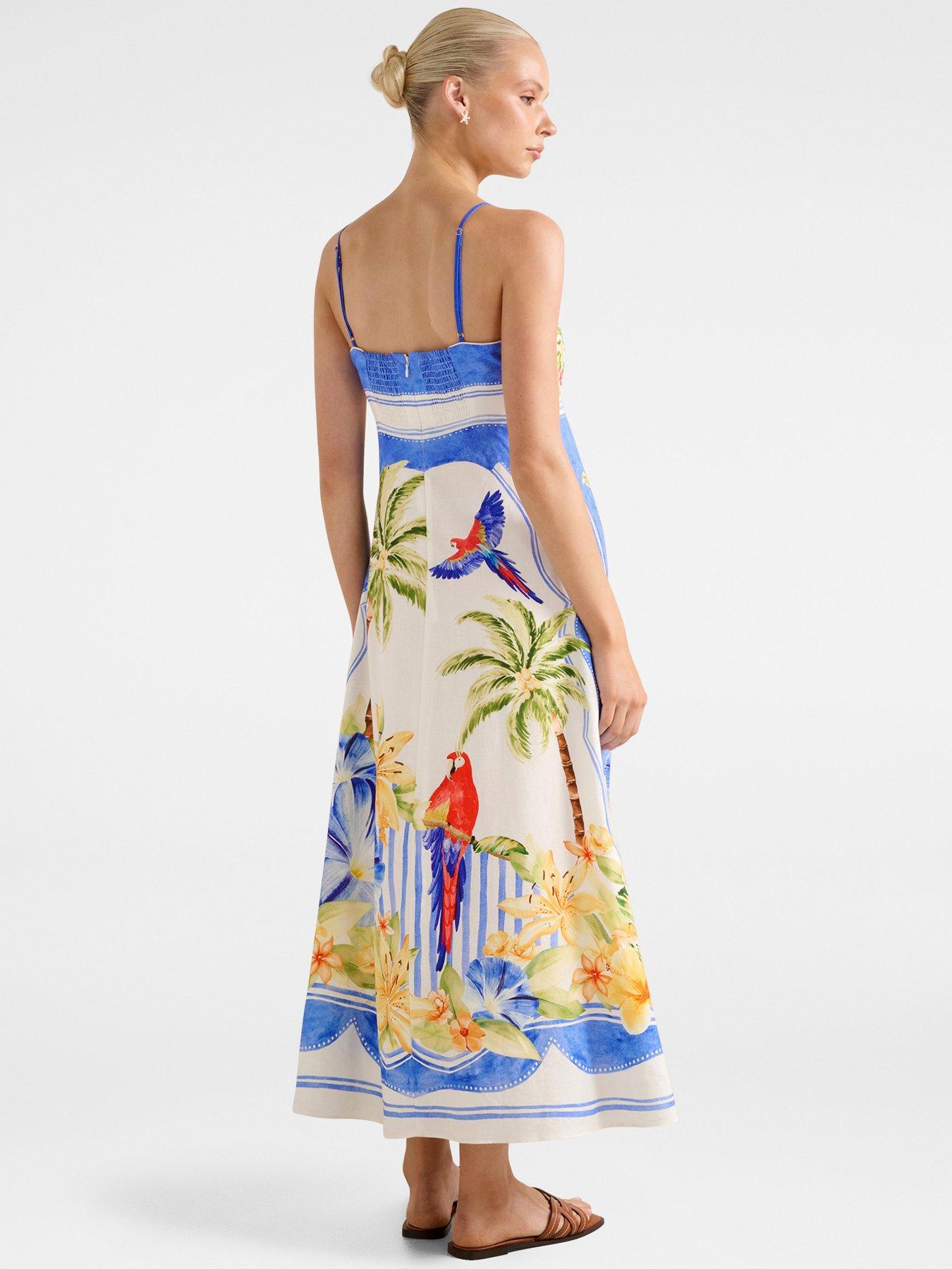 Image 2 of 6 of Forever New Bianca Printed Linen Midi Dress - Multi