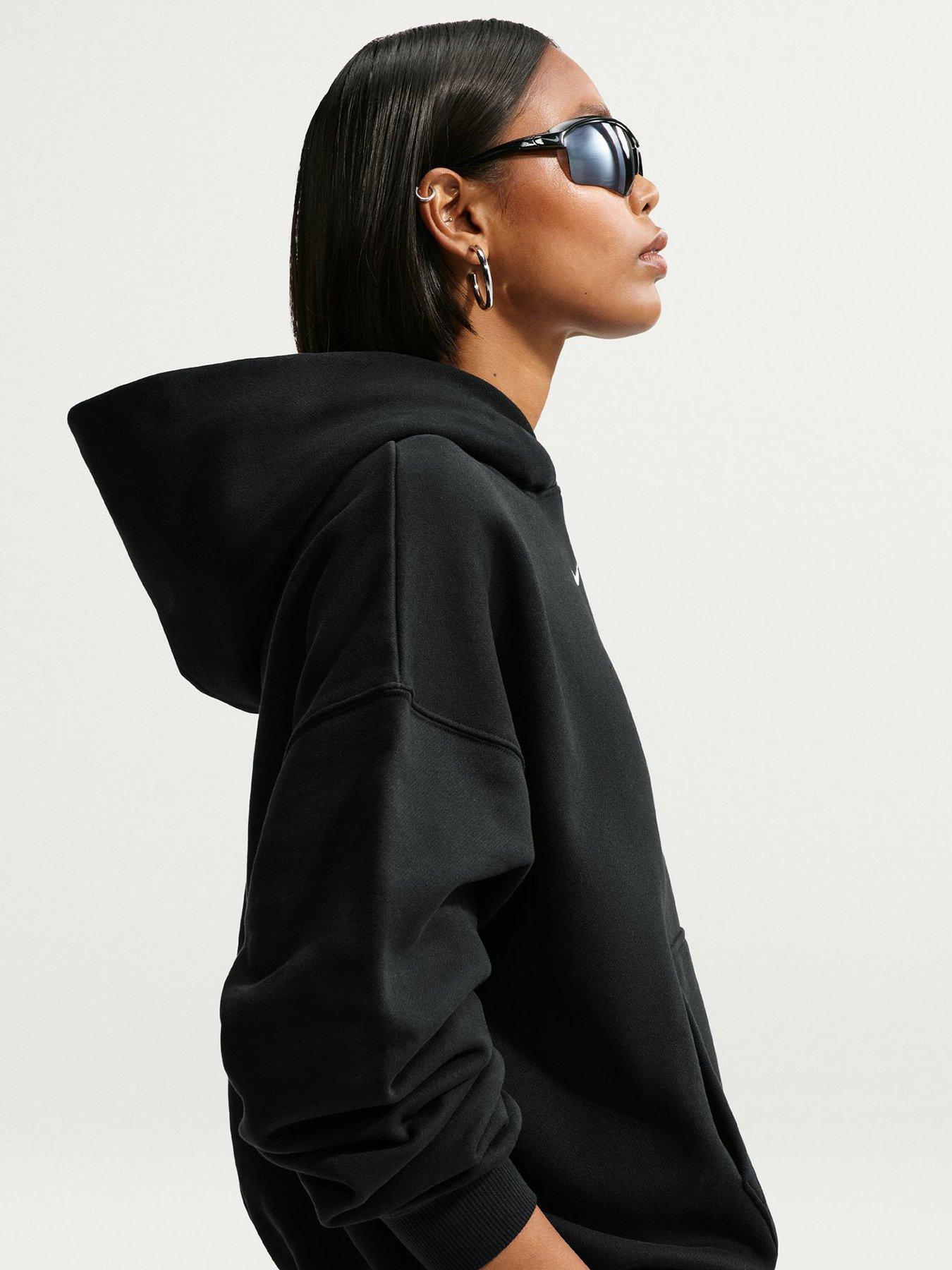 Image 3 of 5 of Nike Women's Studio Fleece Medium-Weight Oversized Pullover Hoodie - Black