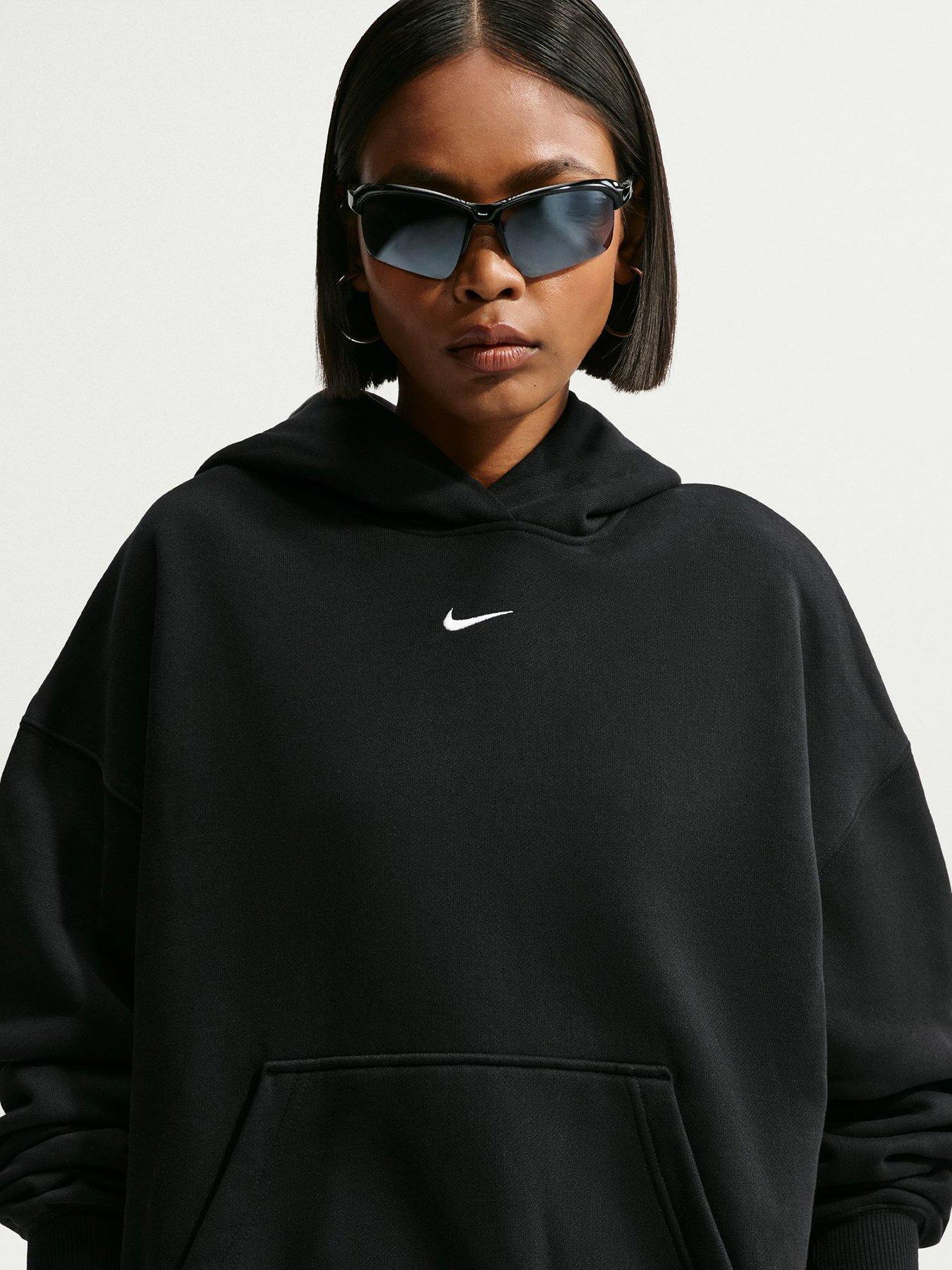 Image 4 of 5 of Nike Women's Studio Fleece Medium-Weight Oversized Pullover Hoodie - Black