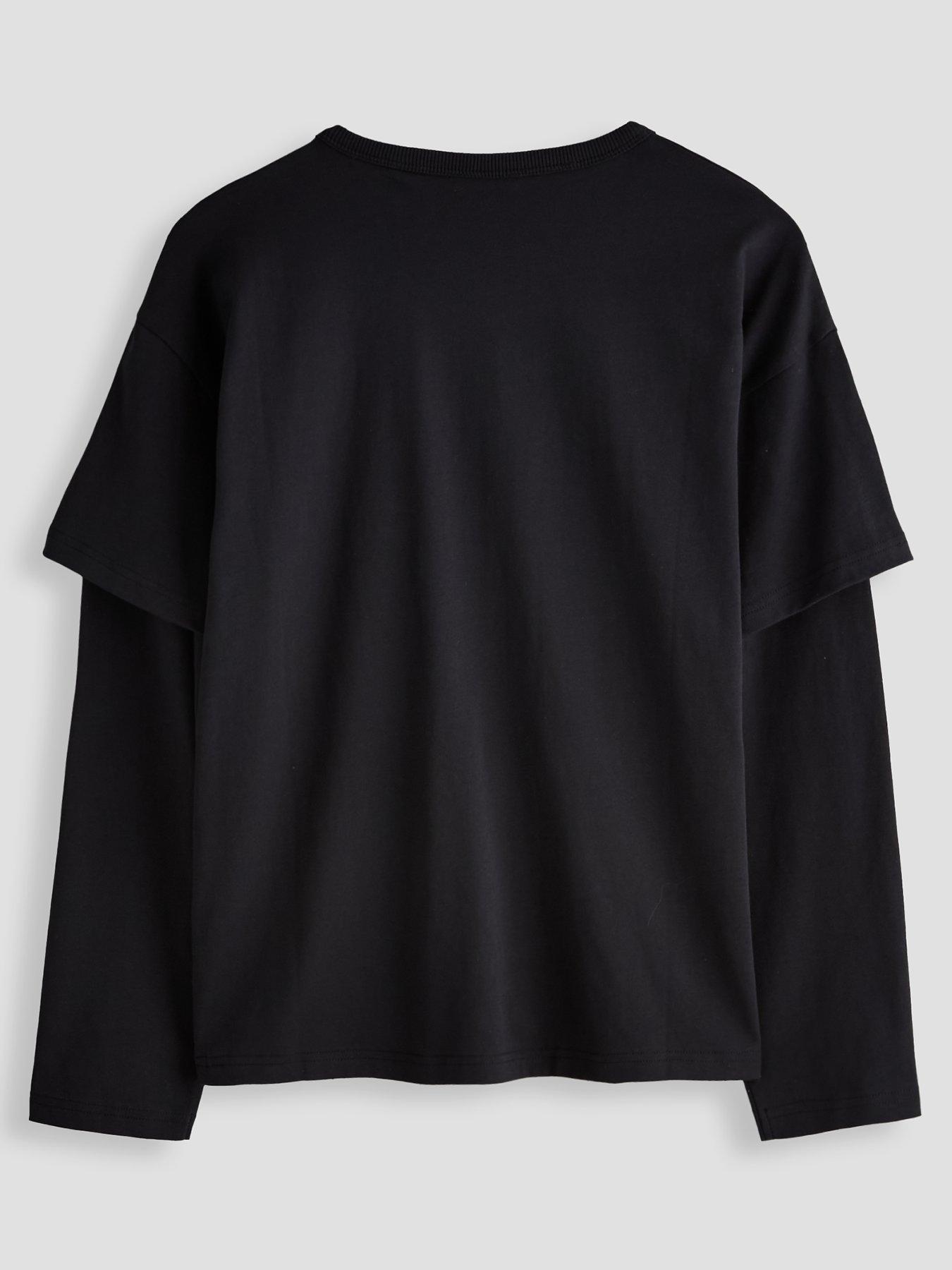 Image 2 of 6 of The Very Collection Boys' Tokyo Double Sleeve Graphic T-Shirt - Black