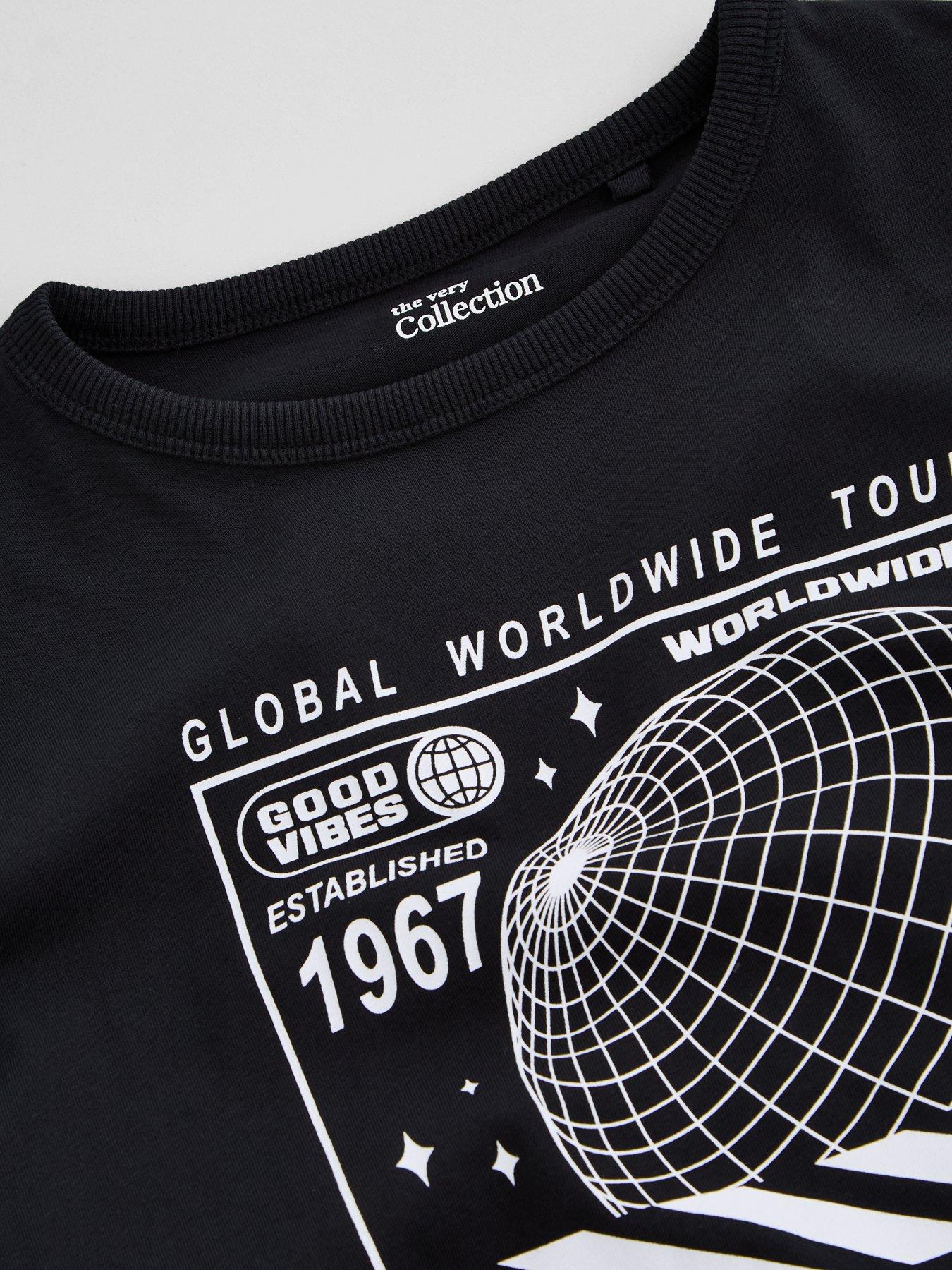 Image 4 of 6 of The Very Collection Boys' Tokyo Double Sleeve Graphic T-Shirt - Black