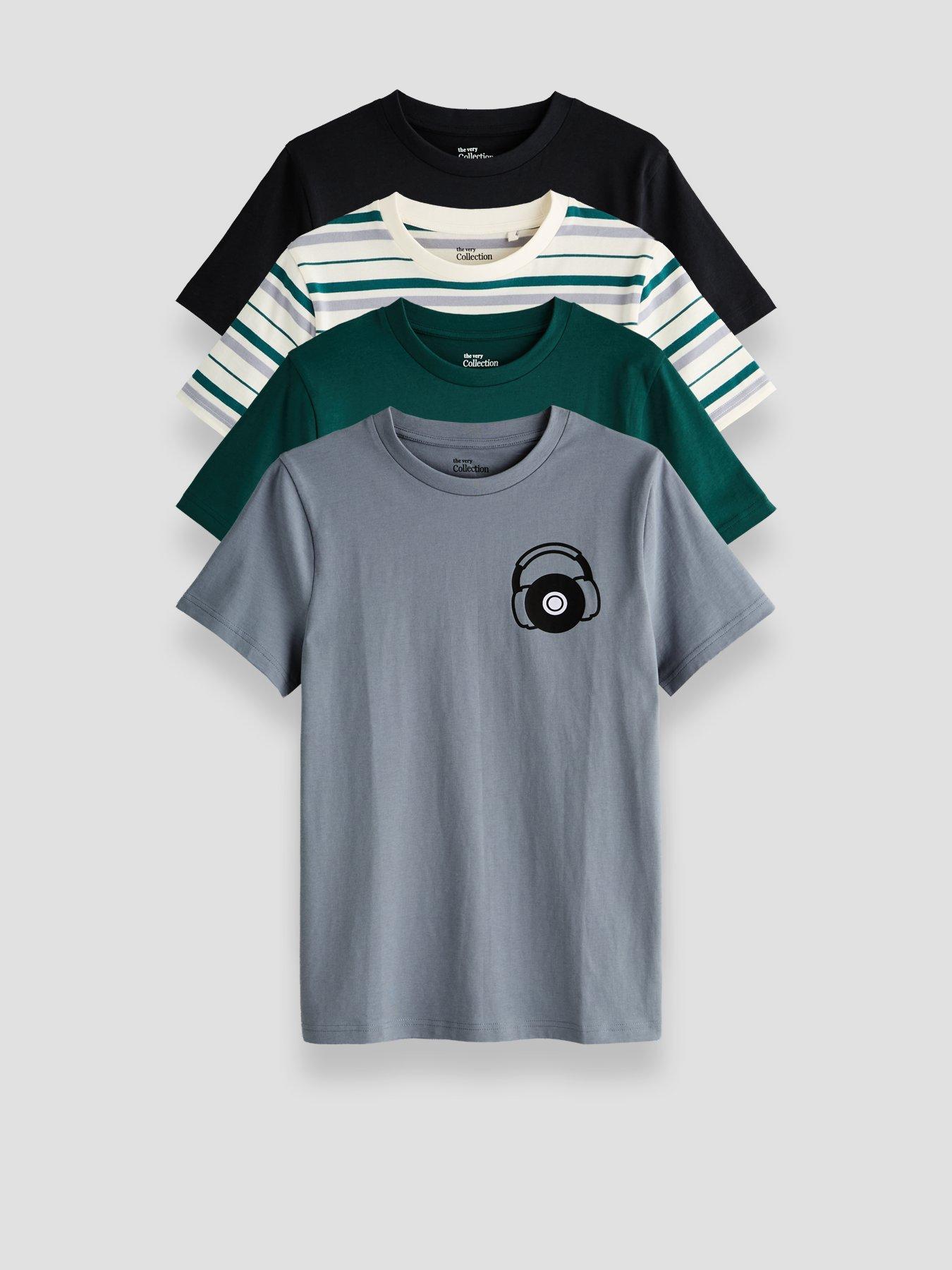 The Very Collection Boys' 4 Pack Music Graphic Cotton Rich T-Shirts - Multi
