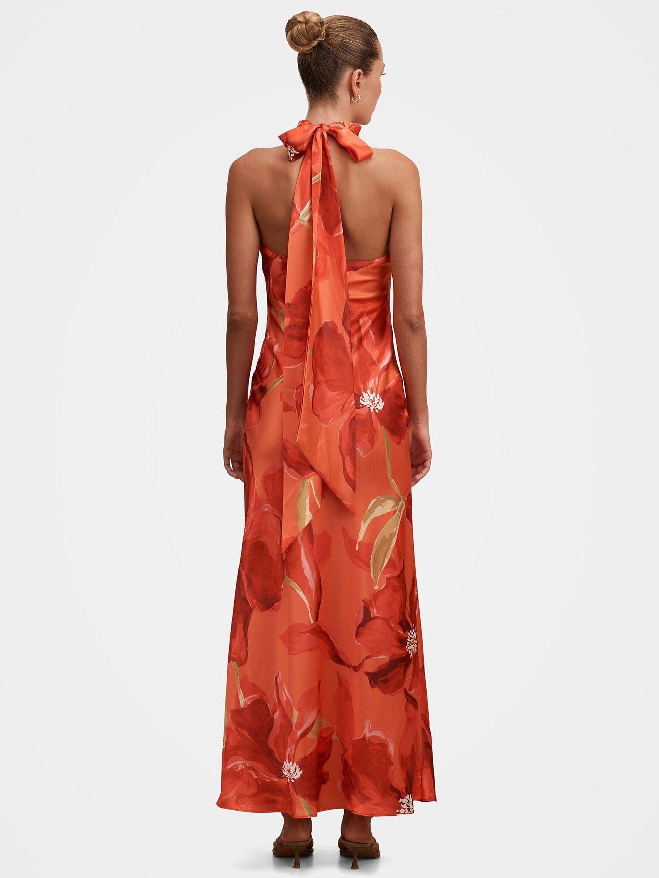 Image 2 of 4 of Forever New Clementine High Neck Satin Maxi - Multi