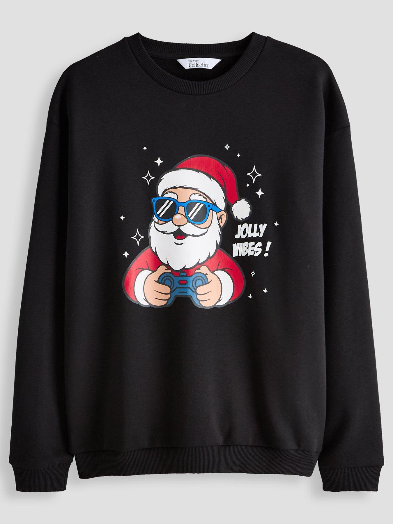 The Very Collection Boys' Christmas Santa Gaming Graphic Sweatshirt - Black