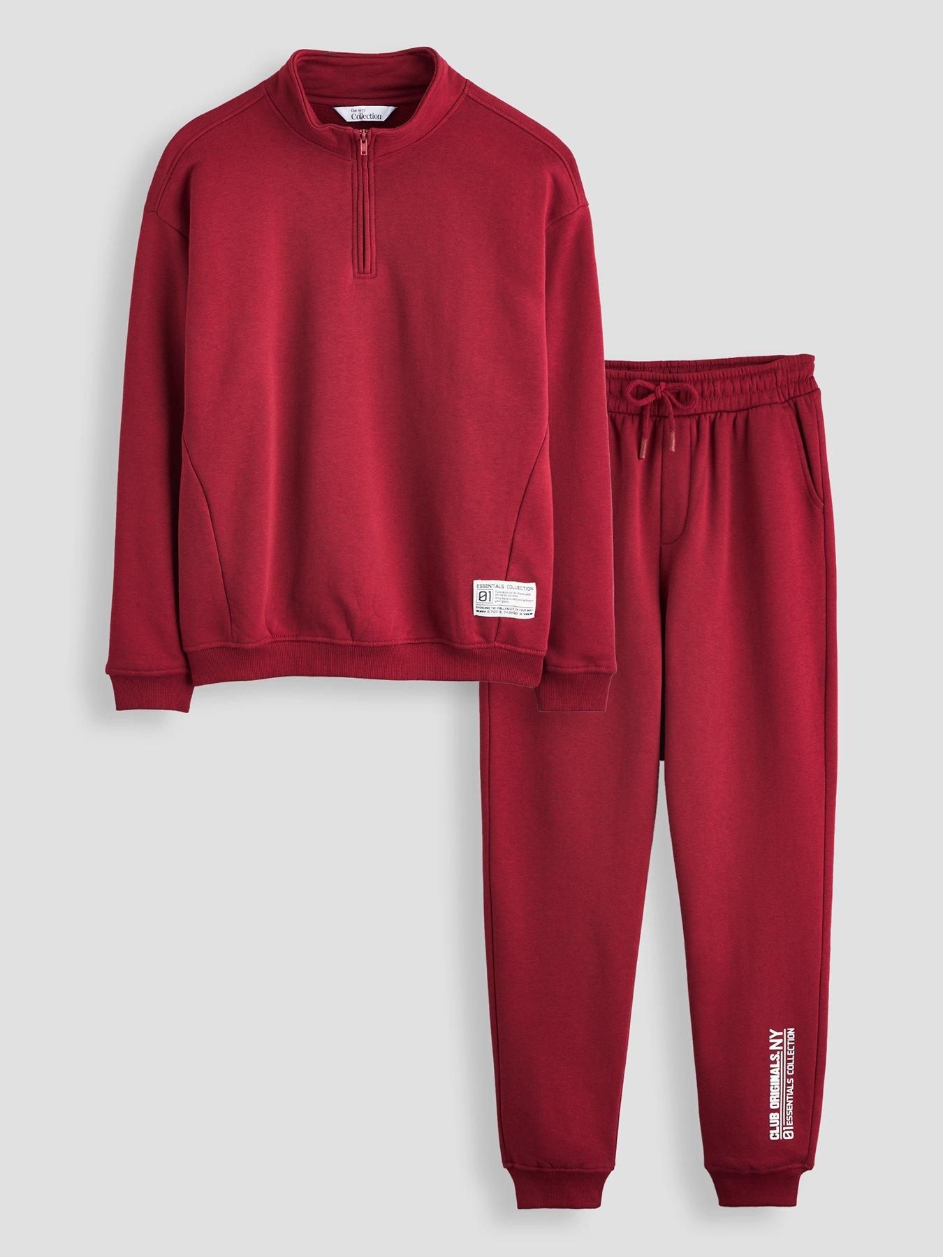 The Very Collection Boys Funnel Neck Sweat And Joggers Set - Red