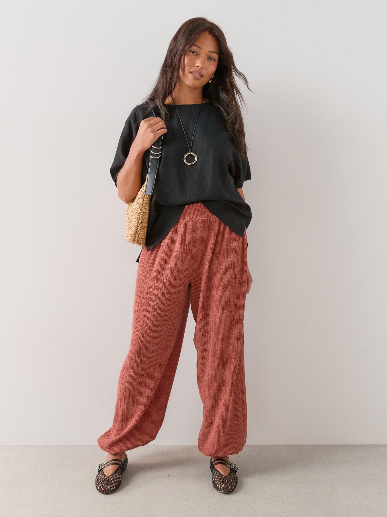 Image 1 of 6 of The Very Collection Curve Jersey Balloon Trouser - Dark Orange