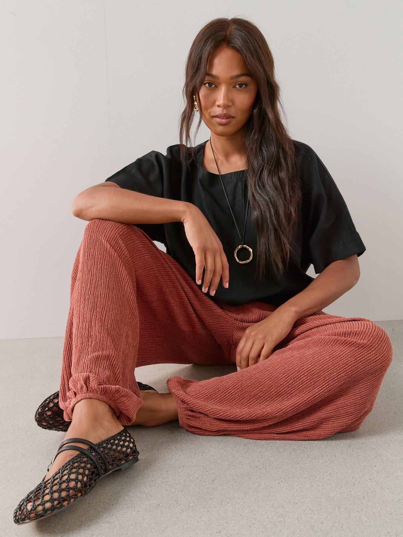 Image 6 of 6 of The Very Collection Curve Jersey Balloon Trouser - Dark Orange