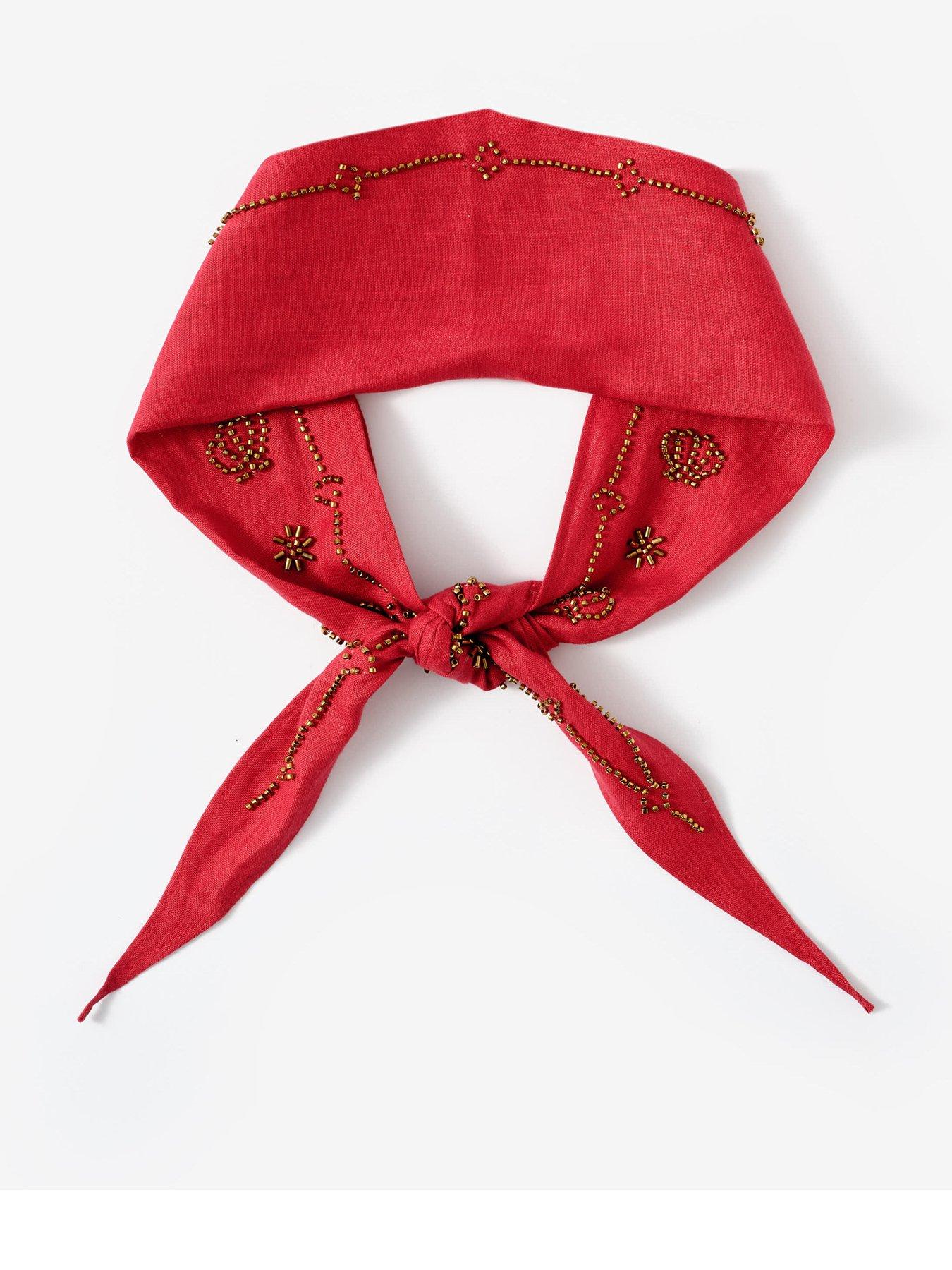 Mint Velvet Red Embellished Neck Scarf