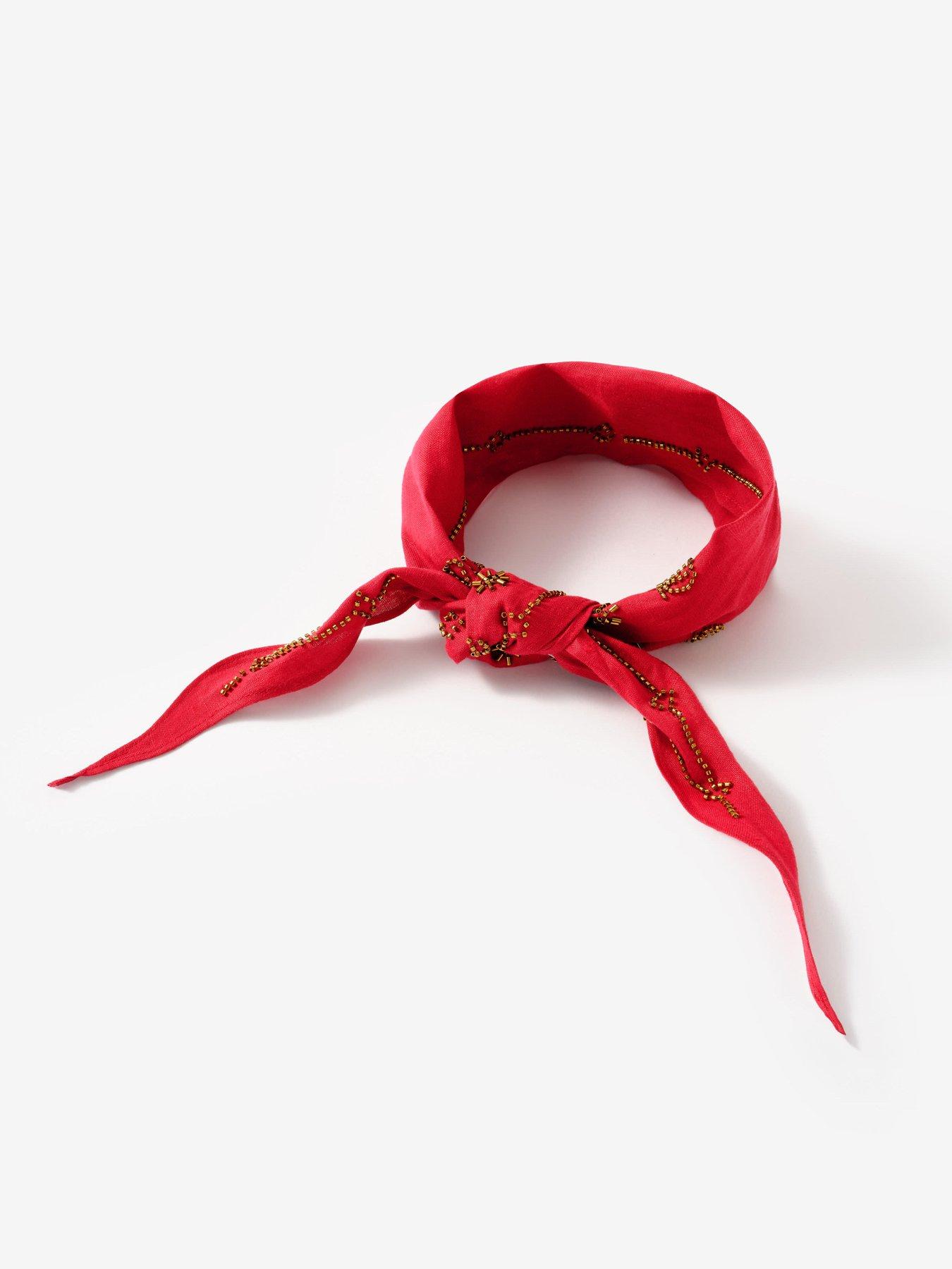  image of mint-velvet-red-embellished-neck-scarf