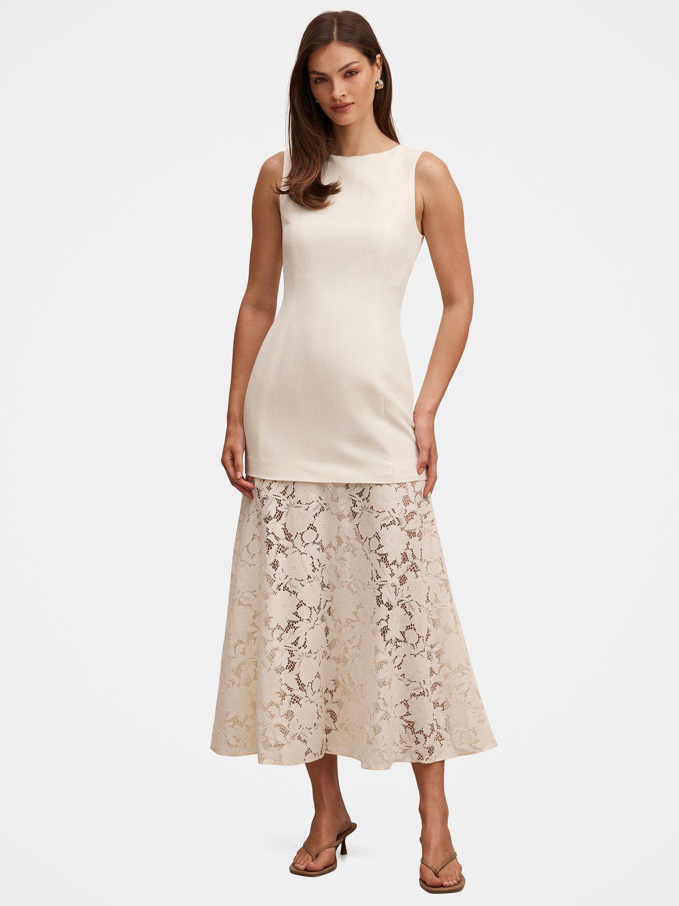 Forever New Joan Lace 2-in-1 Midi Dress - Yellow