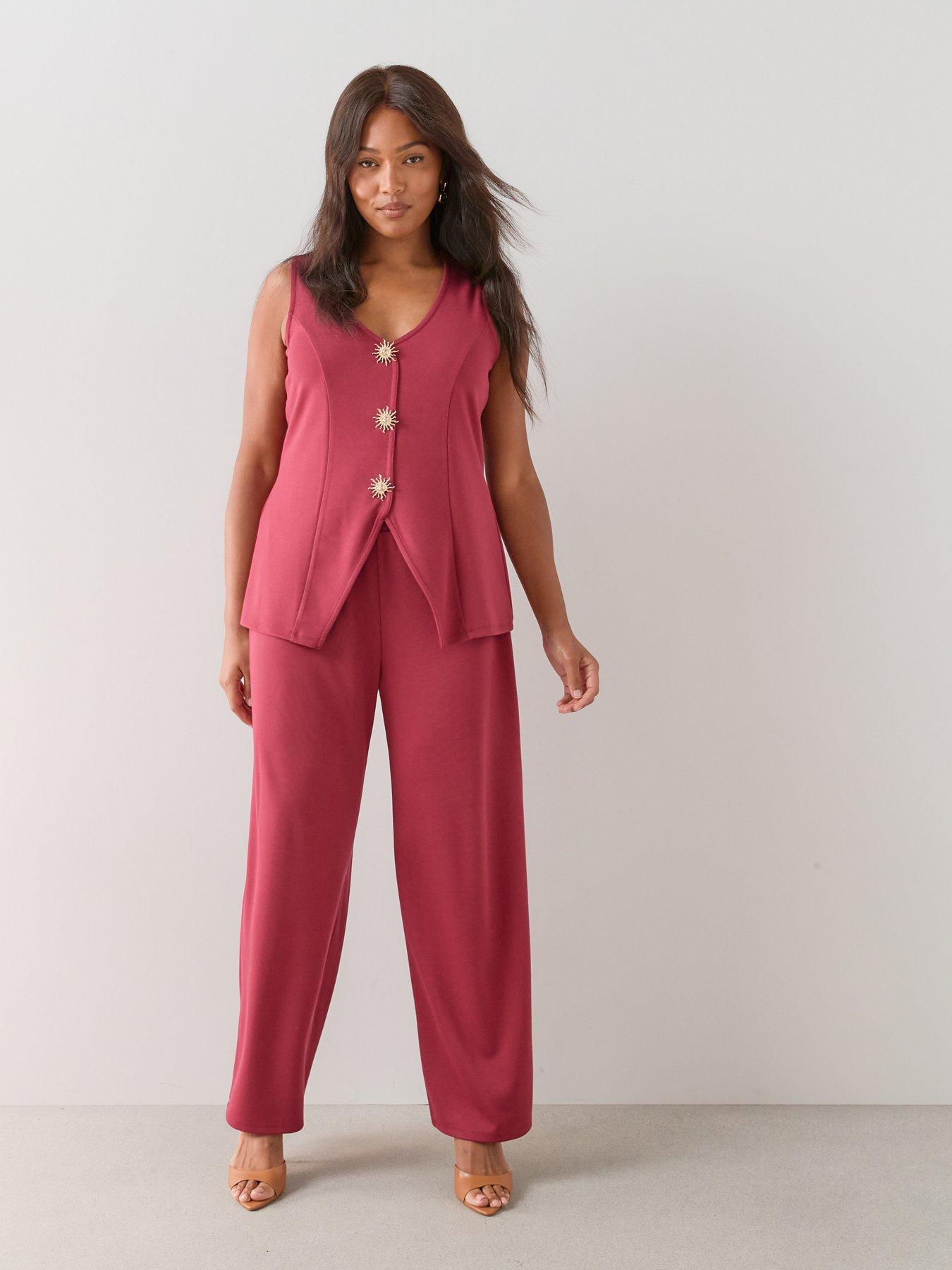 Image 3 of 6 of The Very Collection Curve Wide Leg Trousers Co-Ord - Plum