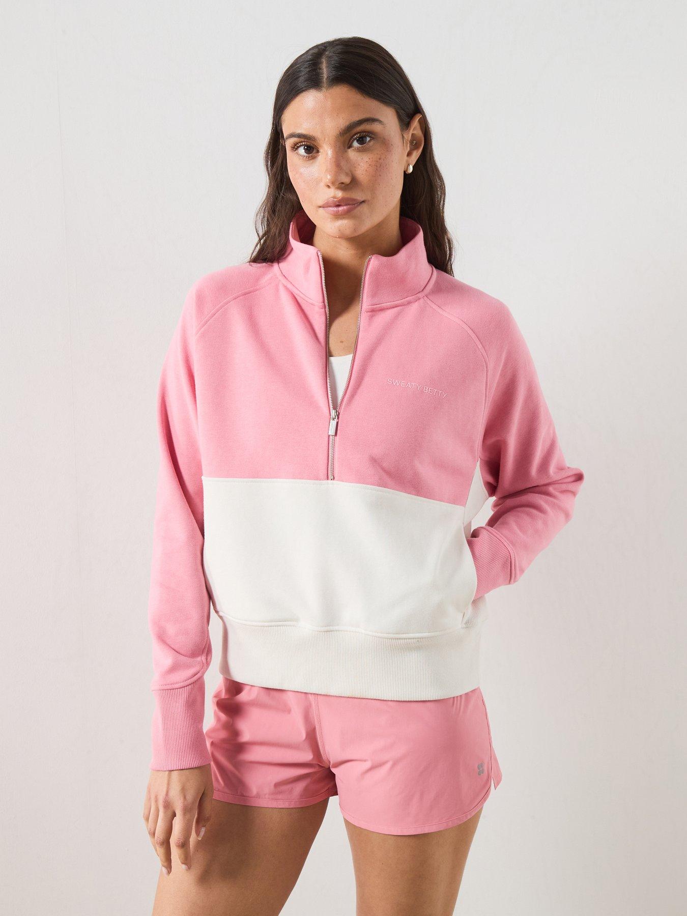 Sweaty Betty Womens Training Revive Half Zip Colour-Block Sweatshirt - Pink