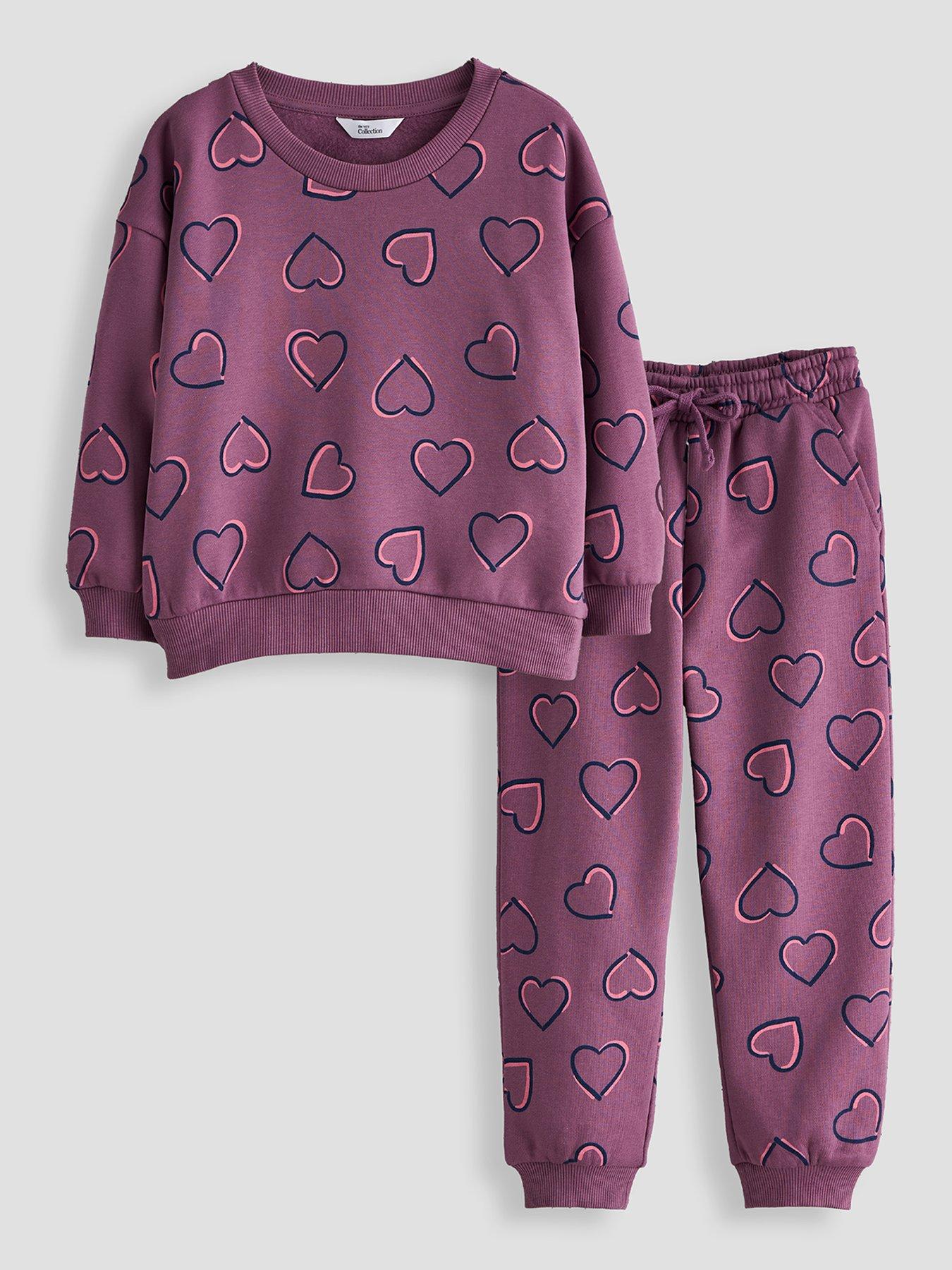 The Very Collection Girls Heart Sweat And Jogger Set - Purple