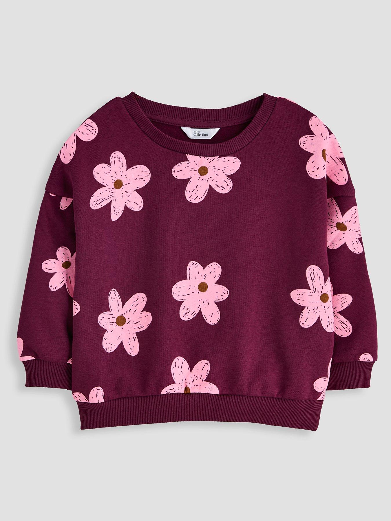 Image 1 of 4 of The Very Collection Girls Oversized Floral Sweat - Burgundy