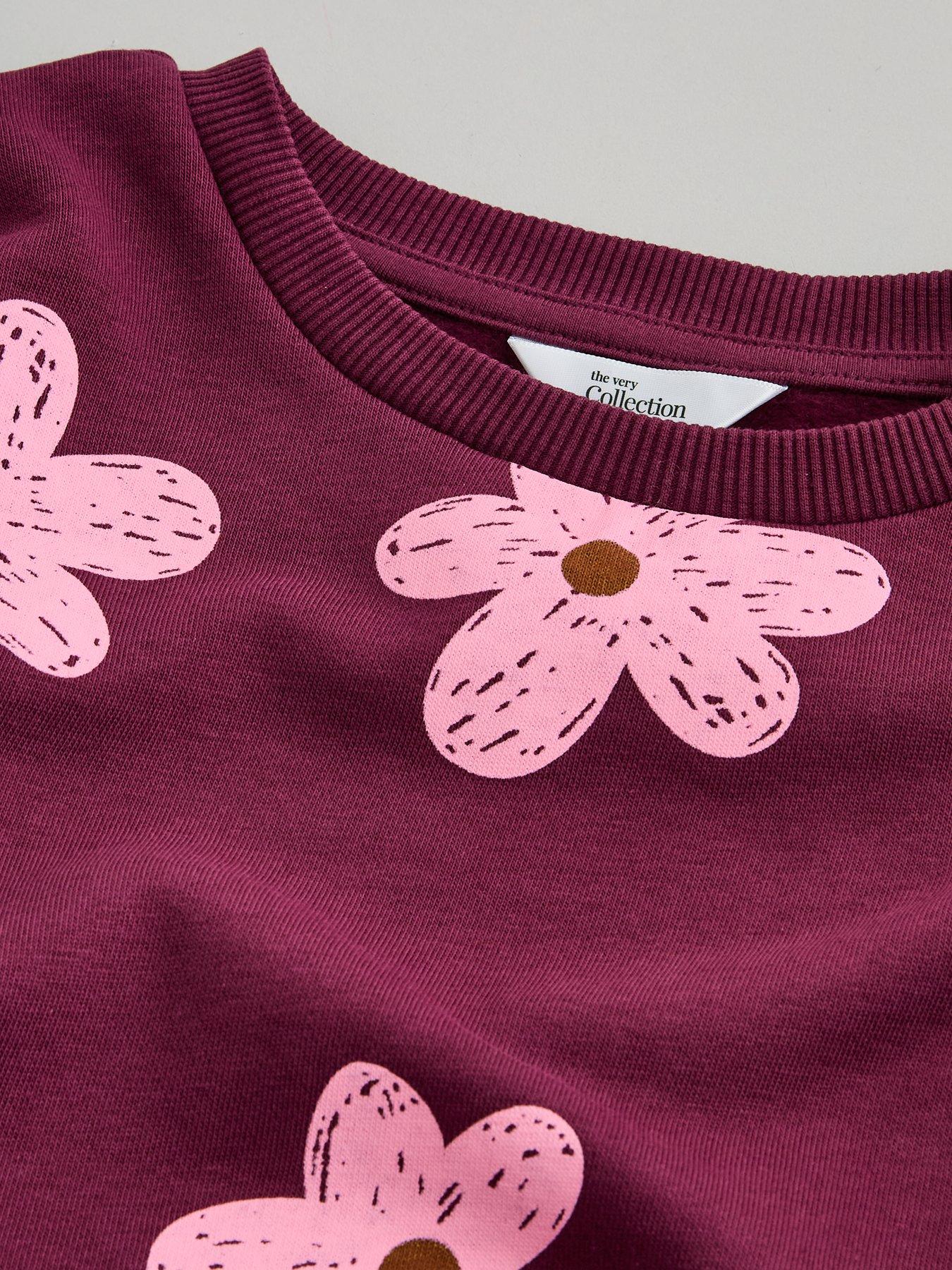 Image 3 of 4 of The Very Collection Girls Oversized Floral Sweat - Burgundy