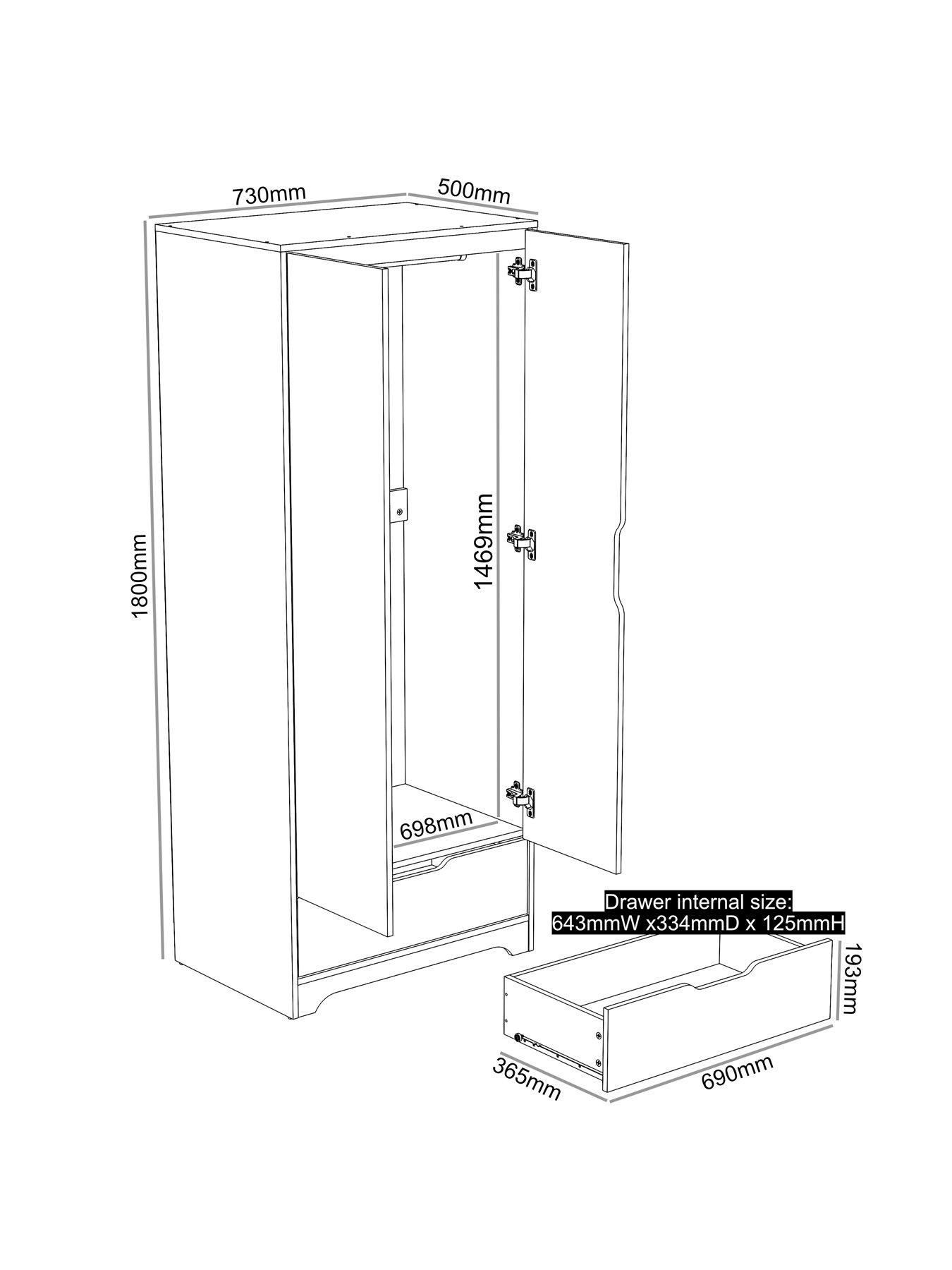 Image 7 of 7 of The Very Collection Vortex 2 Door 1 Drawer Wardrobe - FSC&reg; Certified