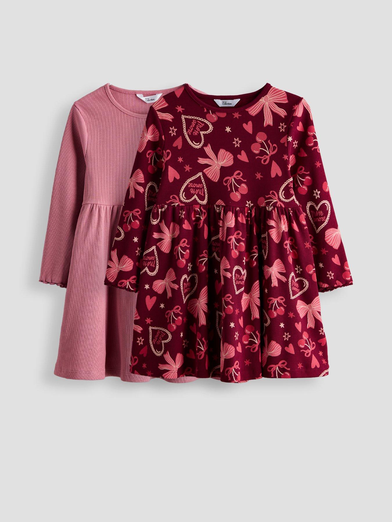 Image 1 of 5 of The Very Collection Girls Ribbed 2 Pack Dresses - Multi