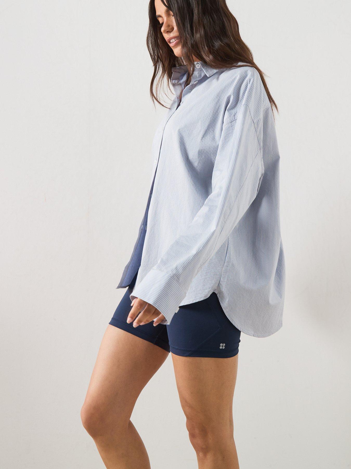 Image 5 of 6 of Sweaty Betty Womens Summer Stripe Shirt - Blue