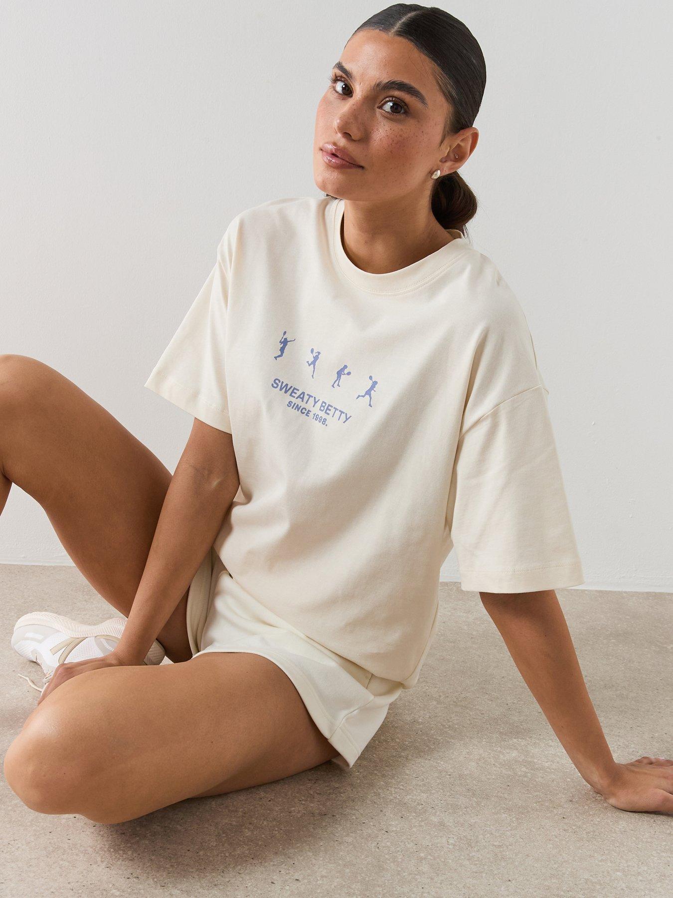 Sweaty Betty Womens Training Tennis Graphic T-Shirt - Cream
