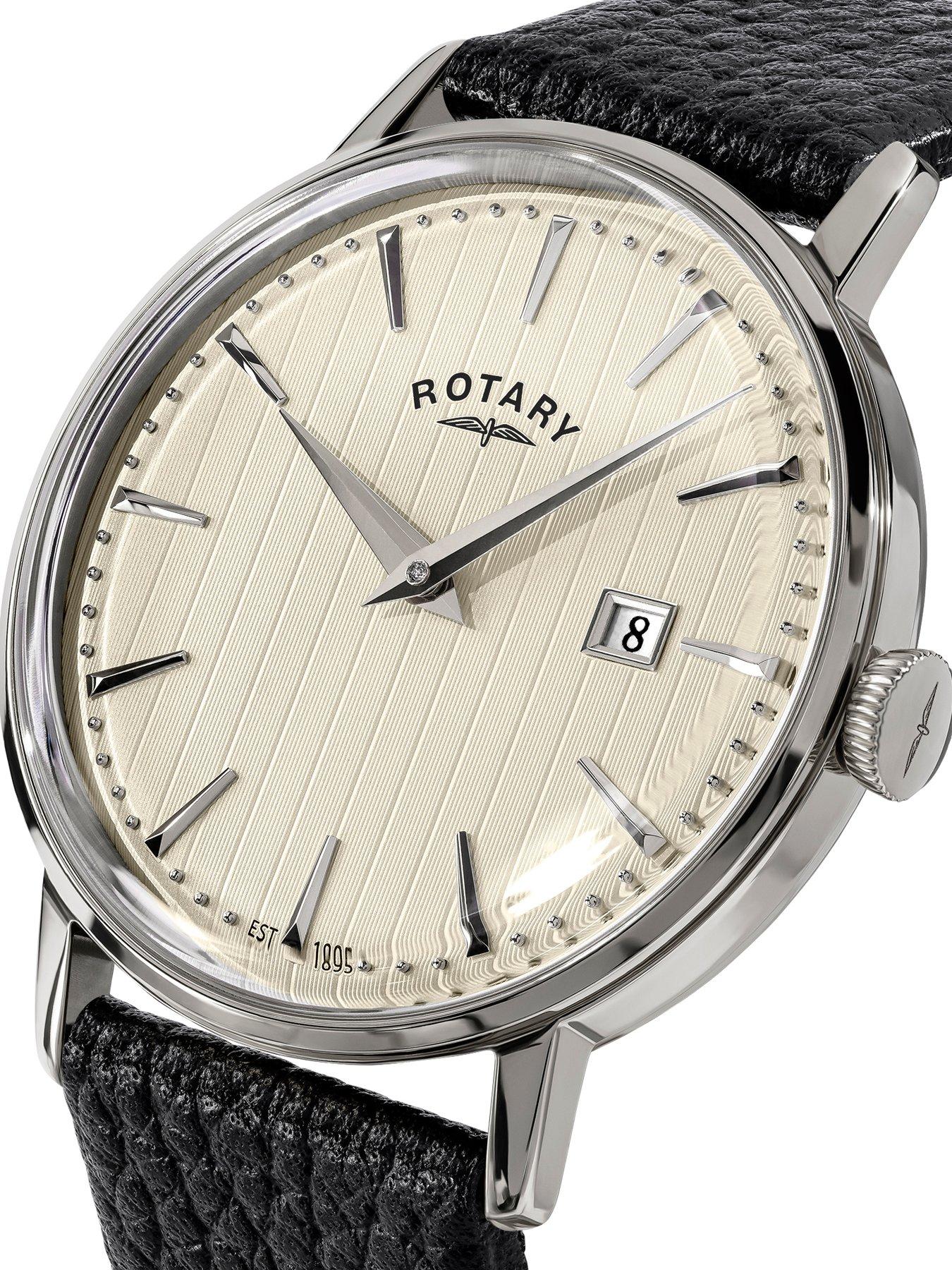 Image 2 of 6 of Rotary Men's SS Black Strap Cream Dial 50m