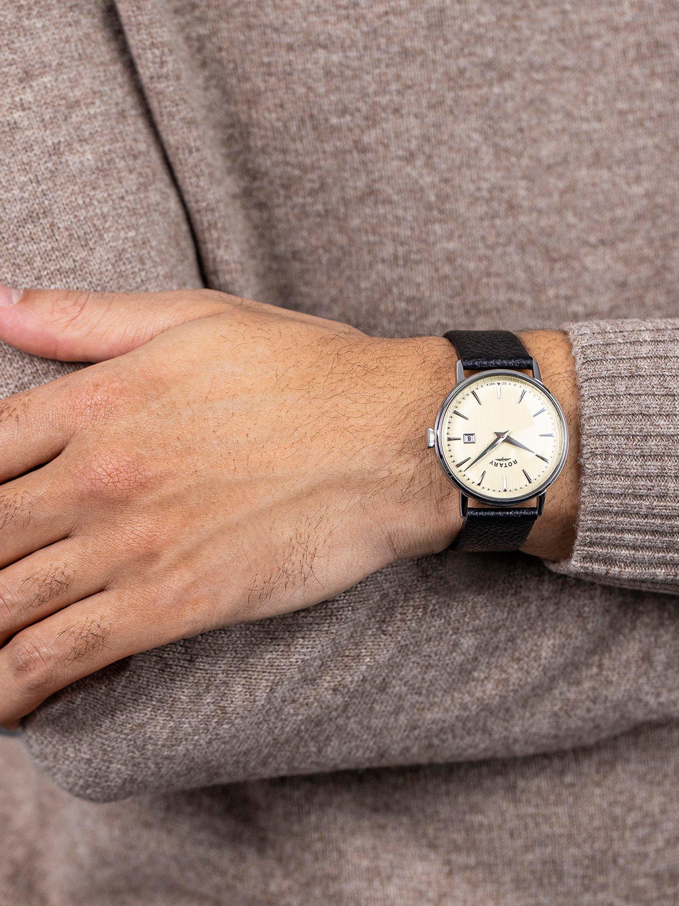 Image 3 of 6 of Rotary Men's SS Black Strap Cream Dial 50m