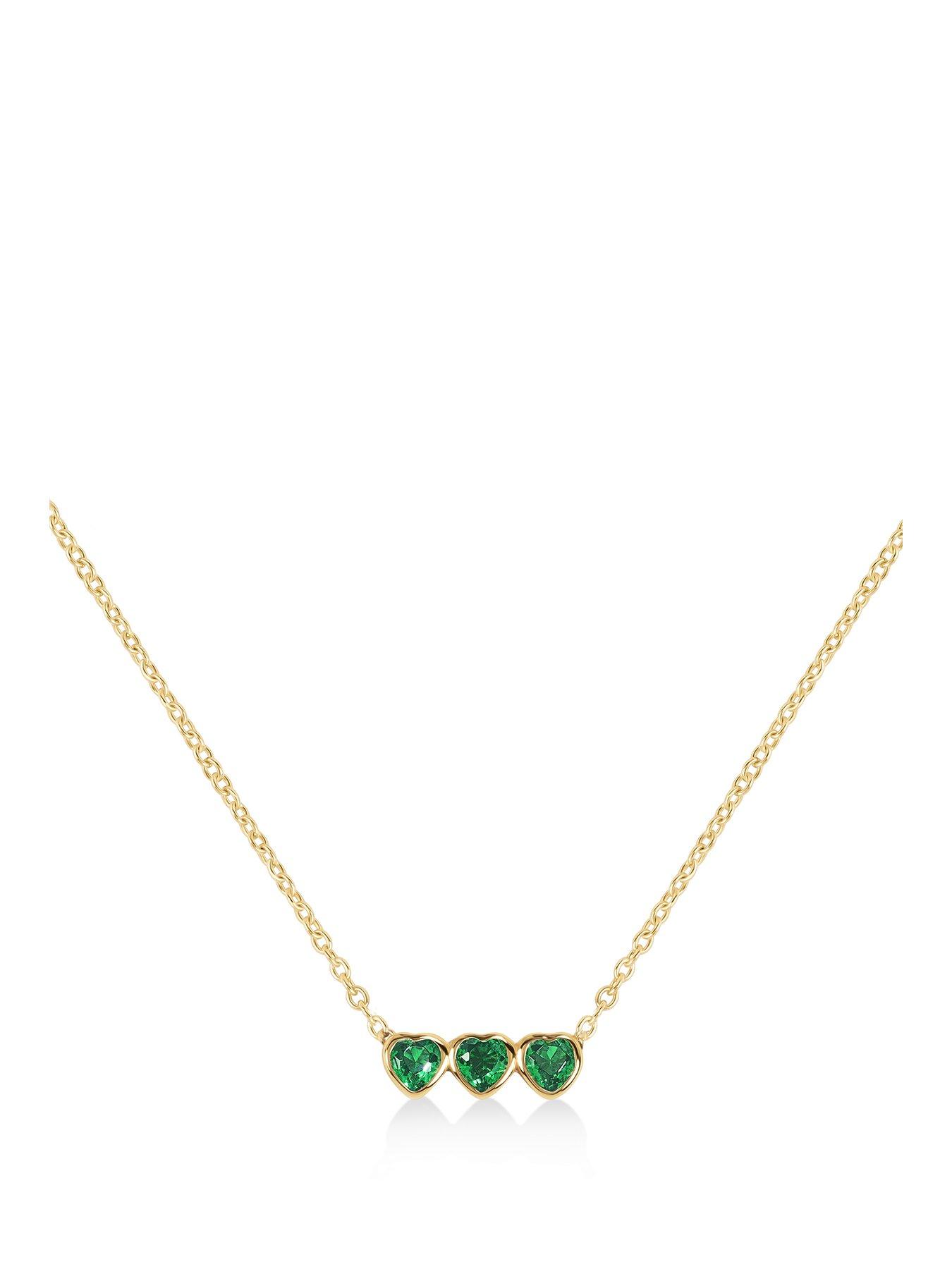 Radley Gold  &  Green triple Heart Charm Necklace