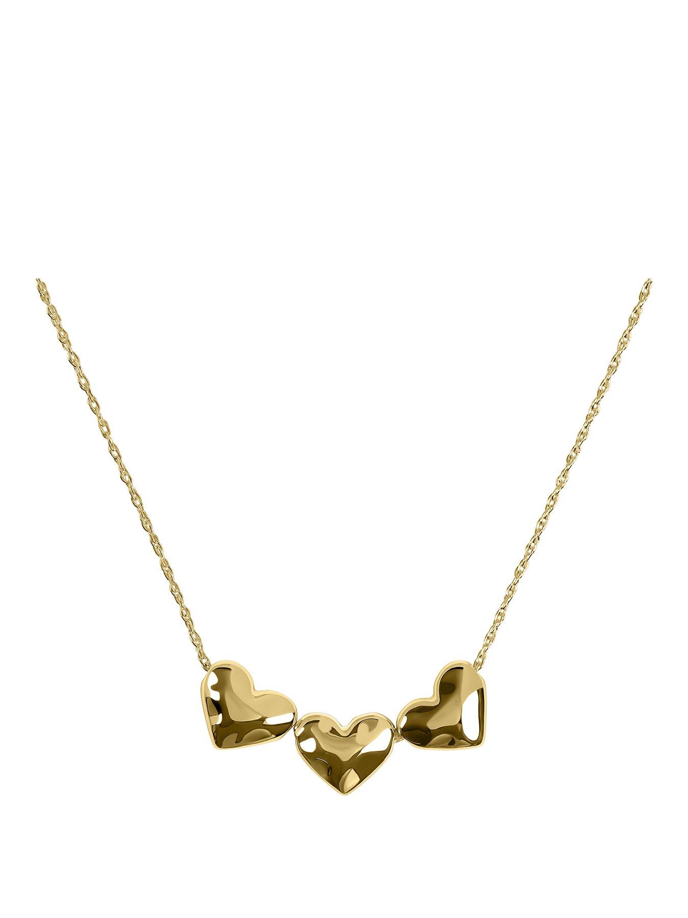 Radley 18ct Gold Triple Hammered Heart Charm Necklace