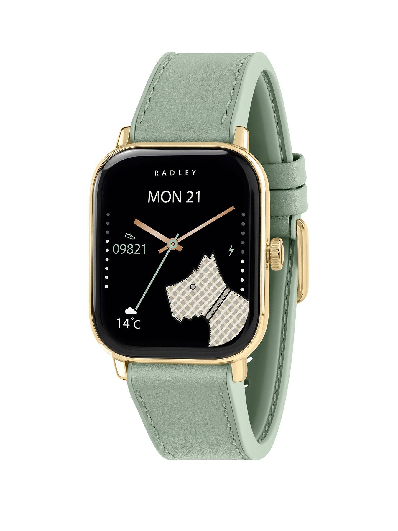 front image of radley-series-56-pistachio-leather-silicone-strap-smart-watch