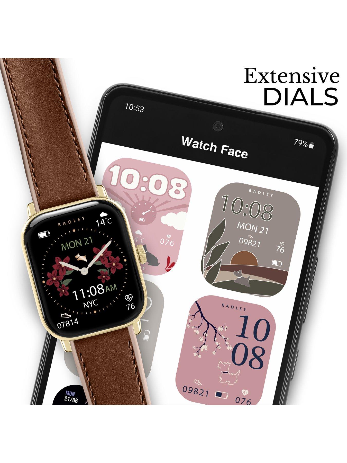  image of radley-series-56-cognac-amp-porcini-leather-silicone-strap-smart-watch