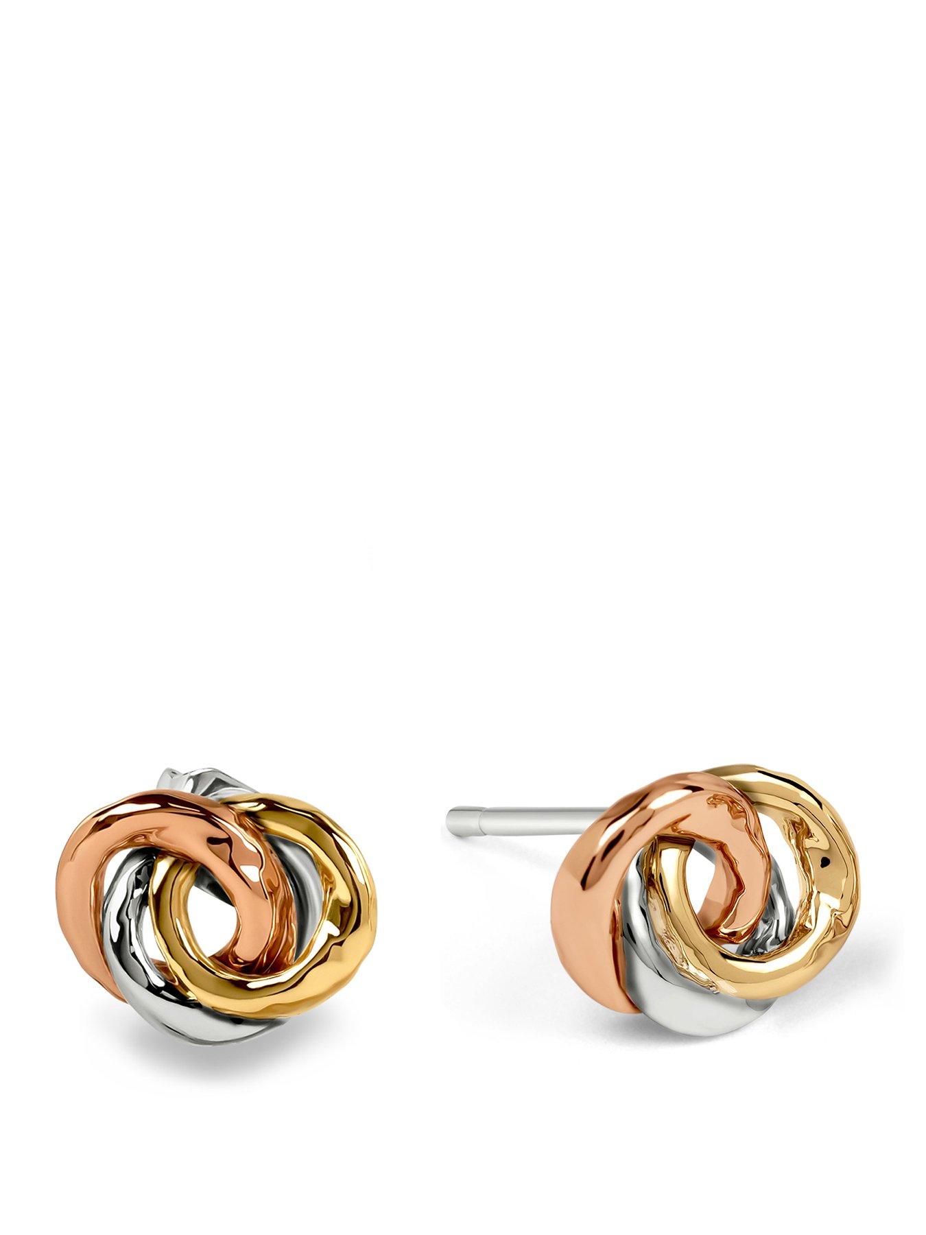 Image 1 of 5 of Radley Triple Plated Hammered Ring Stud Earrings