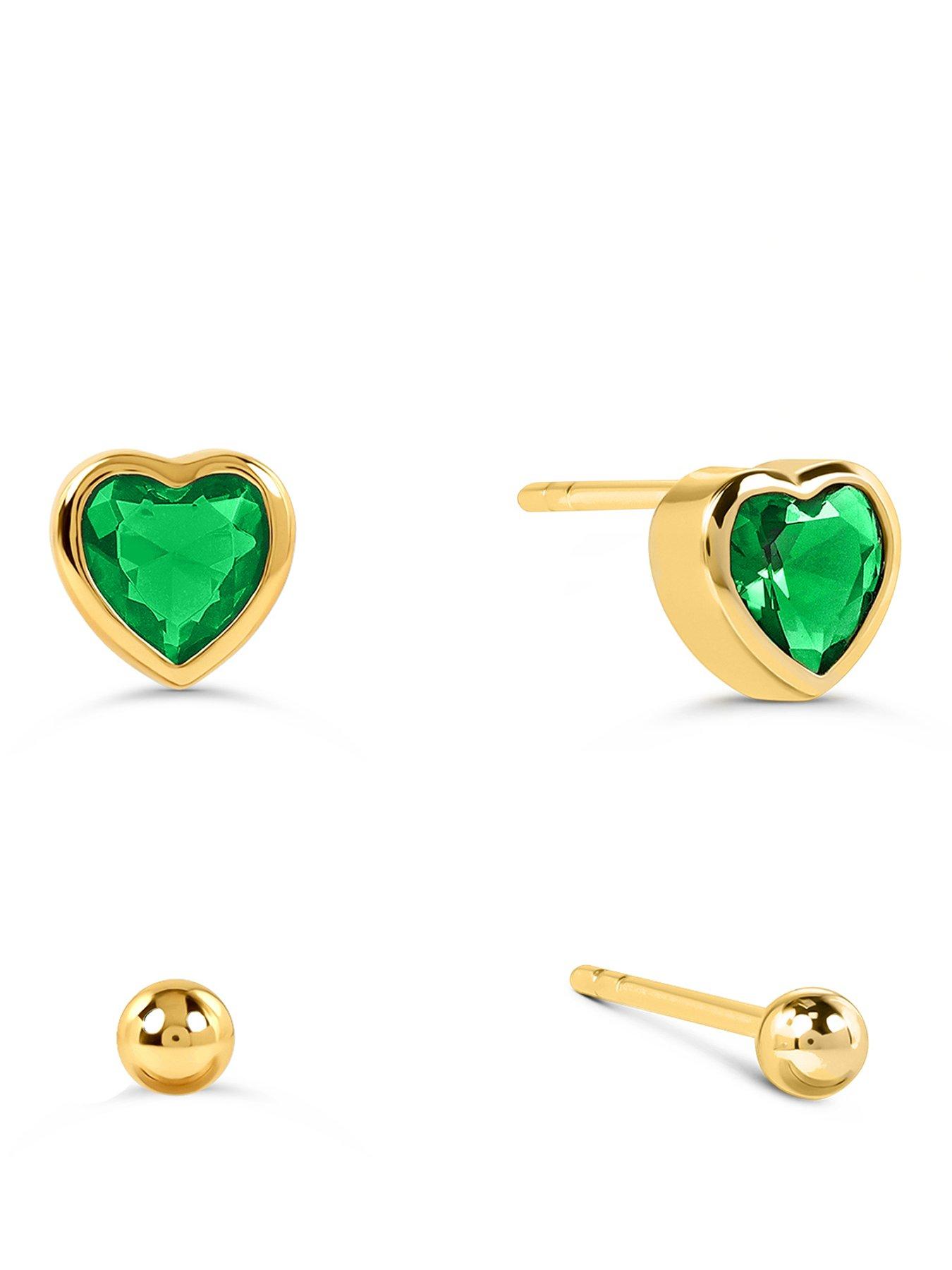 Radley Gold Plated Twinpack Green Heart and Ball Stud Earrings