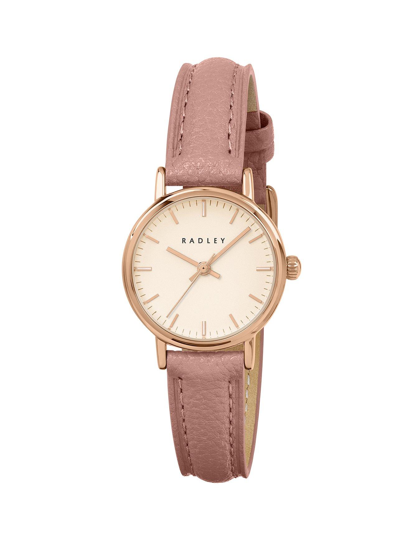 Image 1 of 4 of Radley Rose Gold Plated Case Carnation Pink Leather Strap Watch