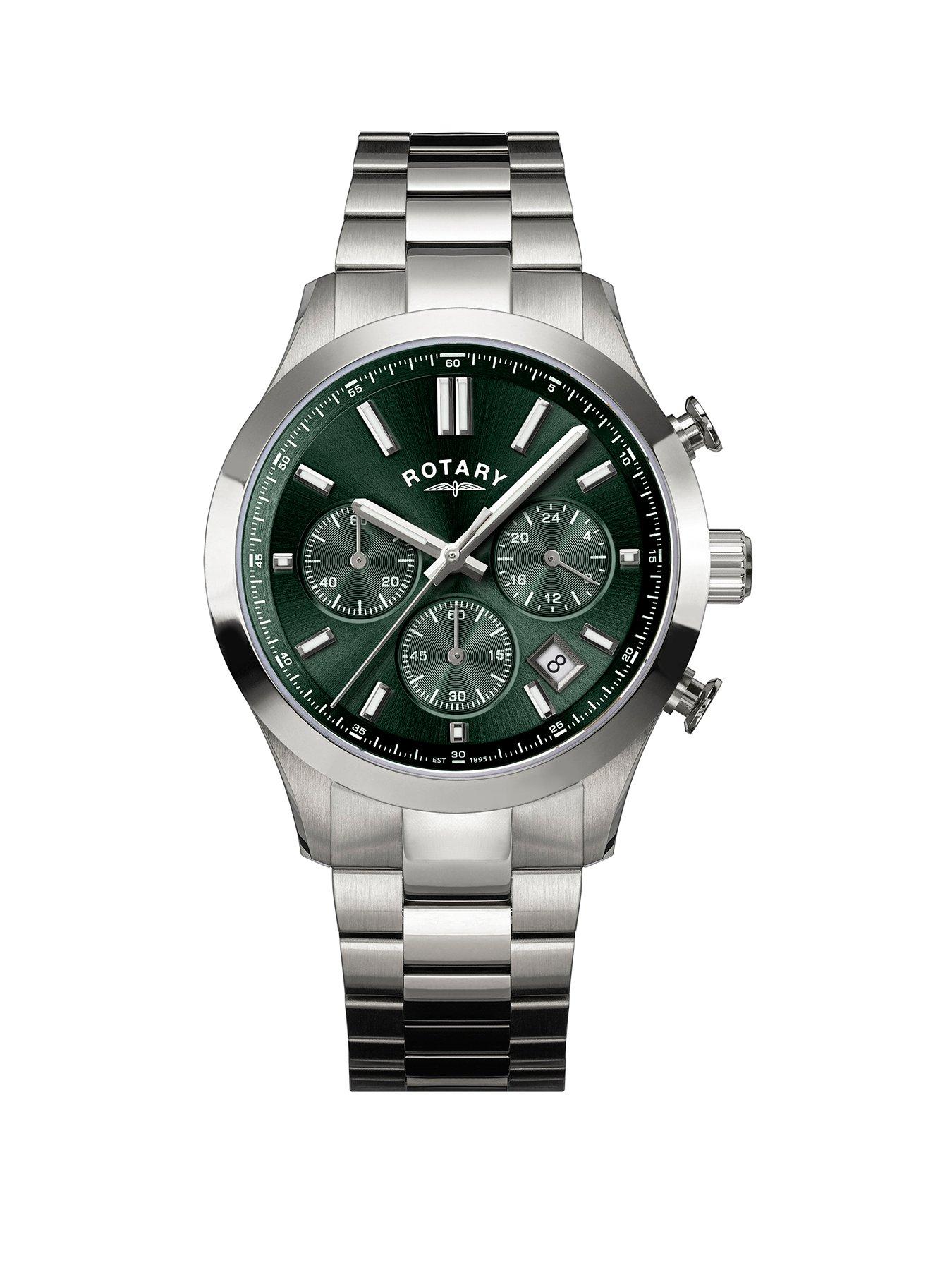 Image 1 of 6 of Rotary Men's SS Chronograph Bracelet Green Dial 50m