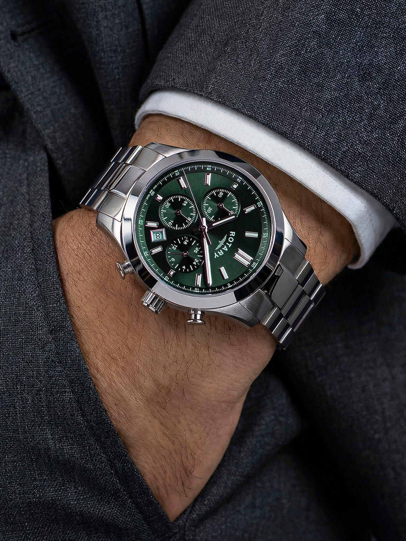 Image 3 of 6 of Rotary Men's SS Chronograph Bracelet Green Dial 50m